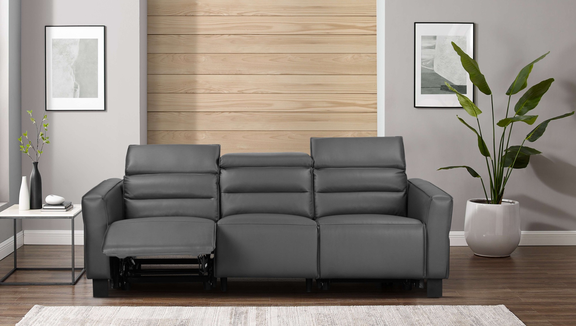 Places of Style 3-Sitzer »Carpari, 224cm, manuelle od. elektrische Relaxfunktion in 2 Sitzen«, mit USB-A/C, Kopfteilverstellung, Echtleder, Kunstleder, Webstoff