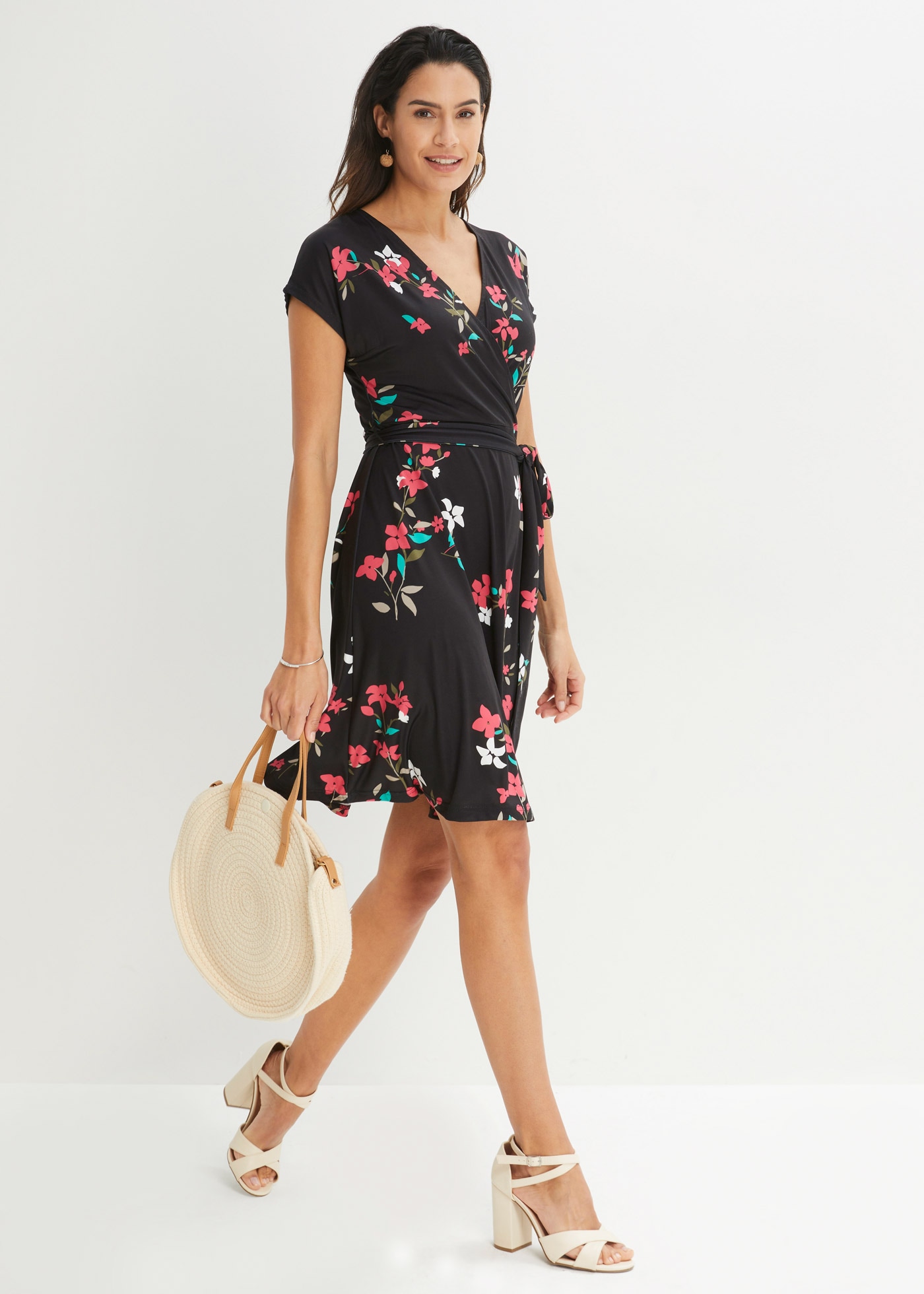 bonprix Jerseykleid für festliche Anlässe, Kurzarm, figurumspielende Passform