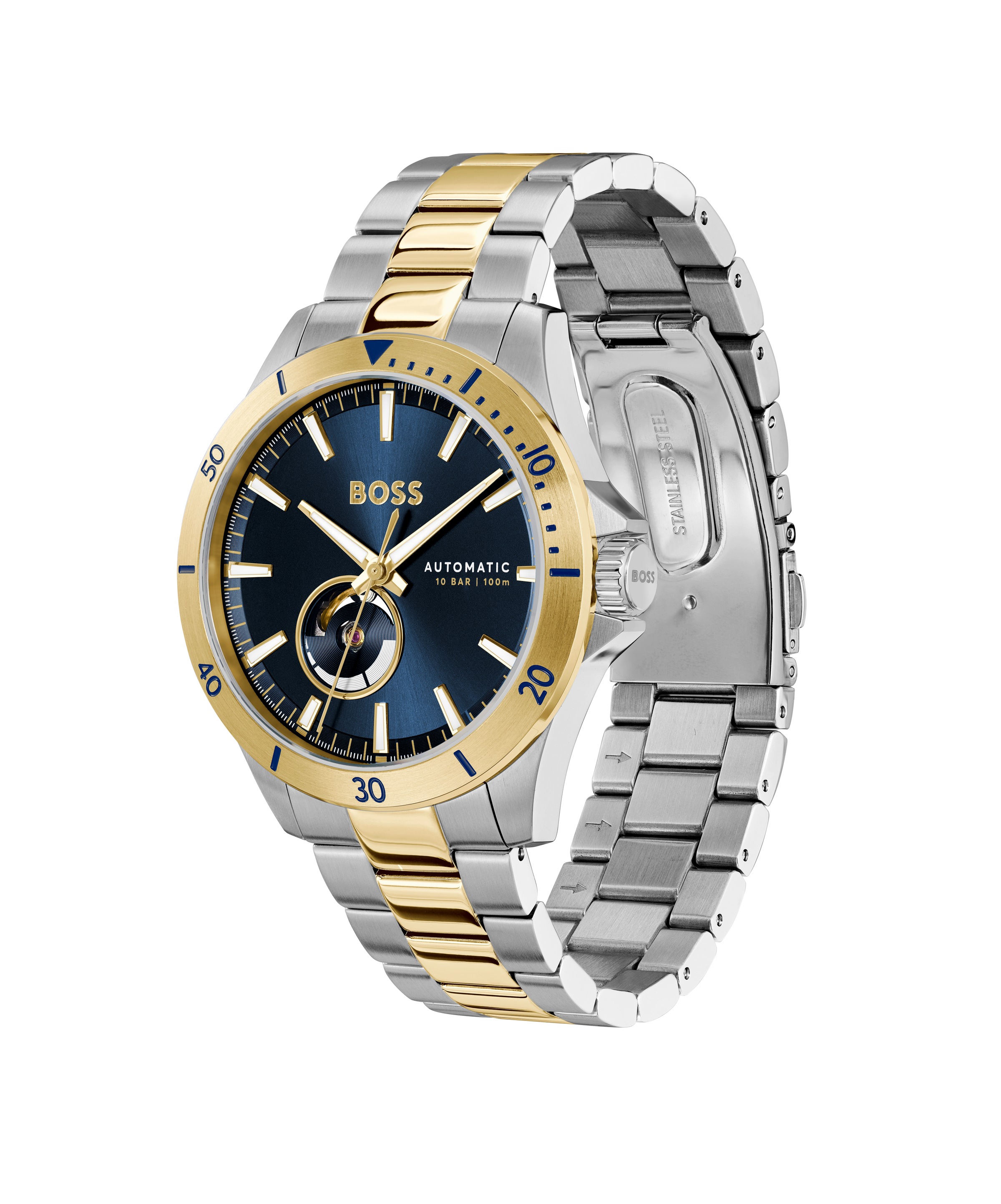 BOSS Automatikuhr »TROPER AUTOMATIC« Armbanduhr, Herrenuhr, Mechanische Uhr, Edelstahlarmband, analog