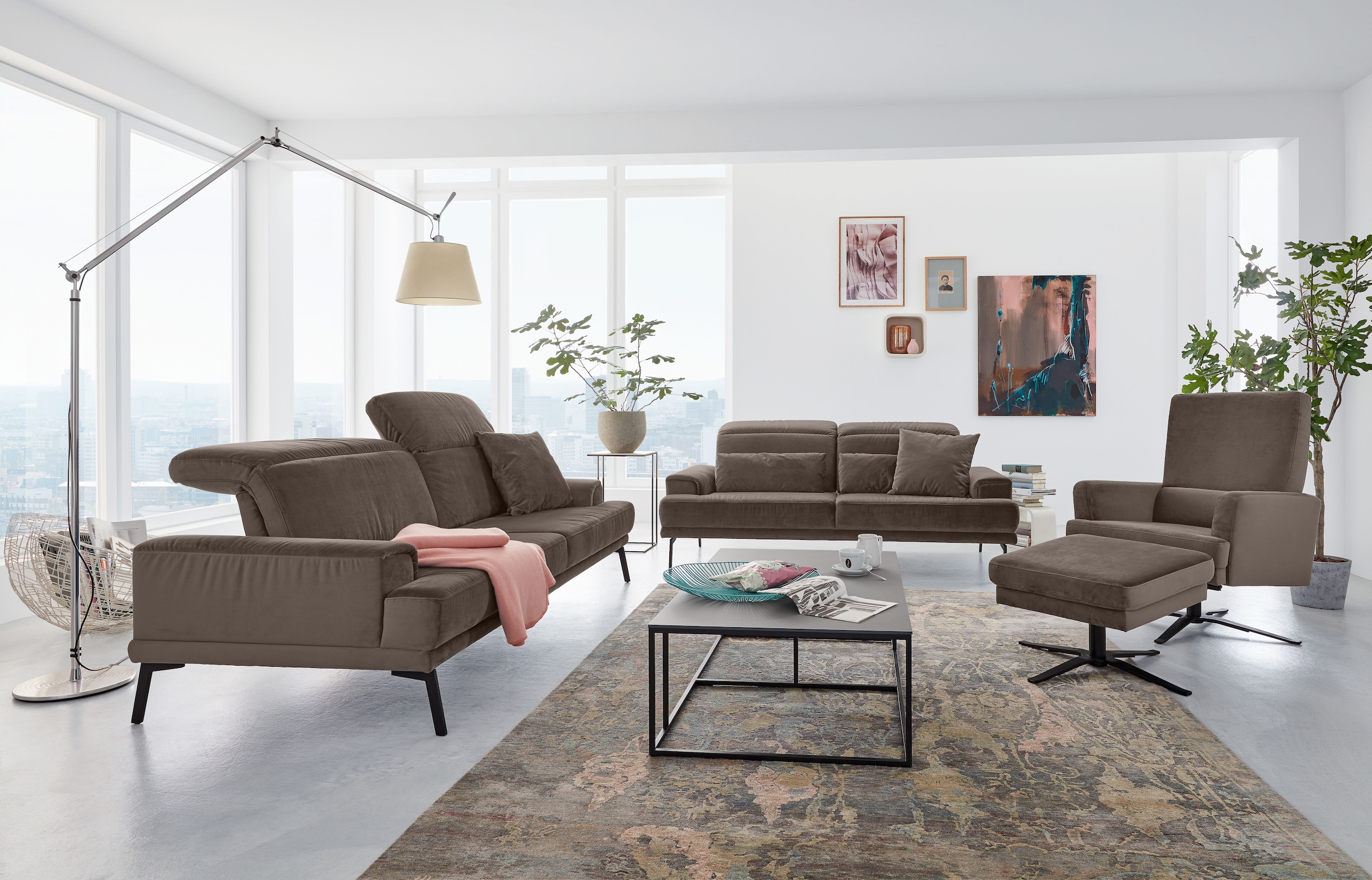Musterring 3-Sitzer »MR 4580«, inkl. Kopf- und Sitztiefenverstellung, Fuß schwarz, B228 x T103 cm