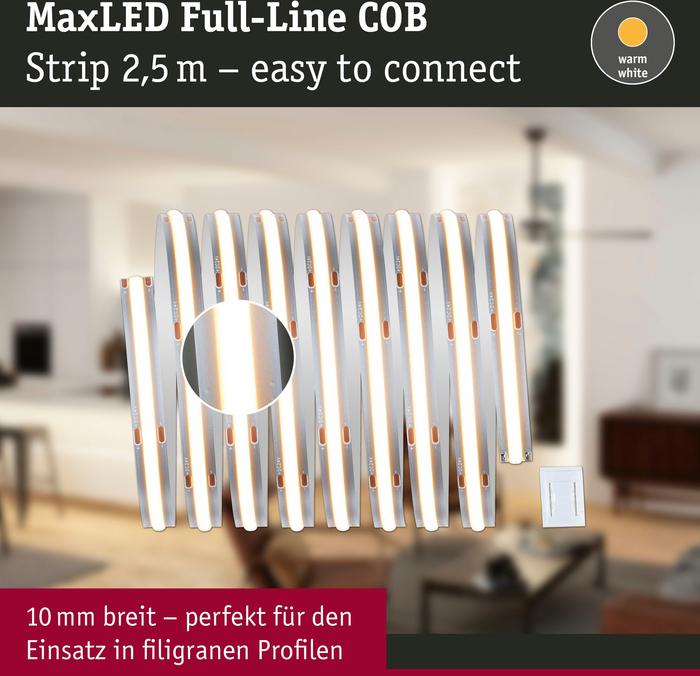 Paulmann LED-Streifen »MaxLED 500 Full-Line COB Einzelstripe 2,5m Warmweiß 15W 1250lm 2700K«, 1 St.-flammig