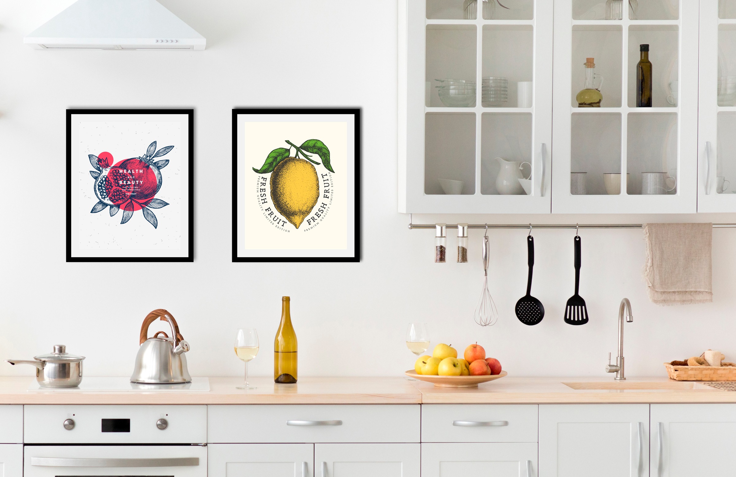 queence Bild »Set Feline«, Obst-Obst Bilder-Schriftzüge-Schriftzug-Essen-Le günstig online kaufen
