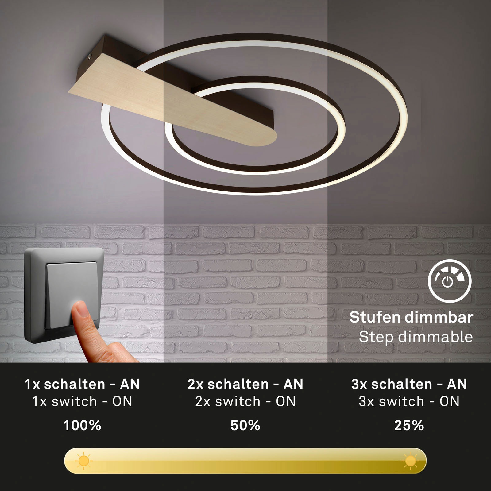 Briloner Leuchten Deckenleuchte »Deckenleuchte NICO DUO«, Deckenlampe dimmb günstig online kaufen