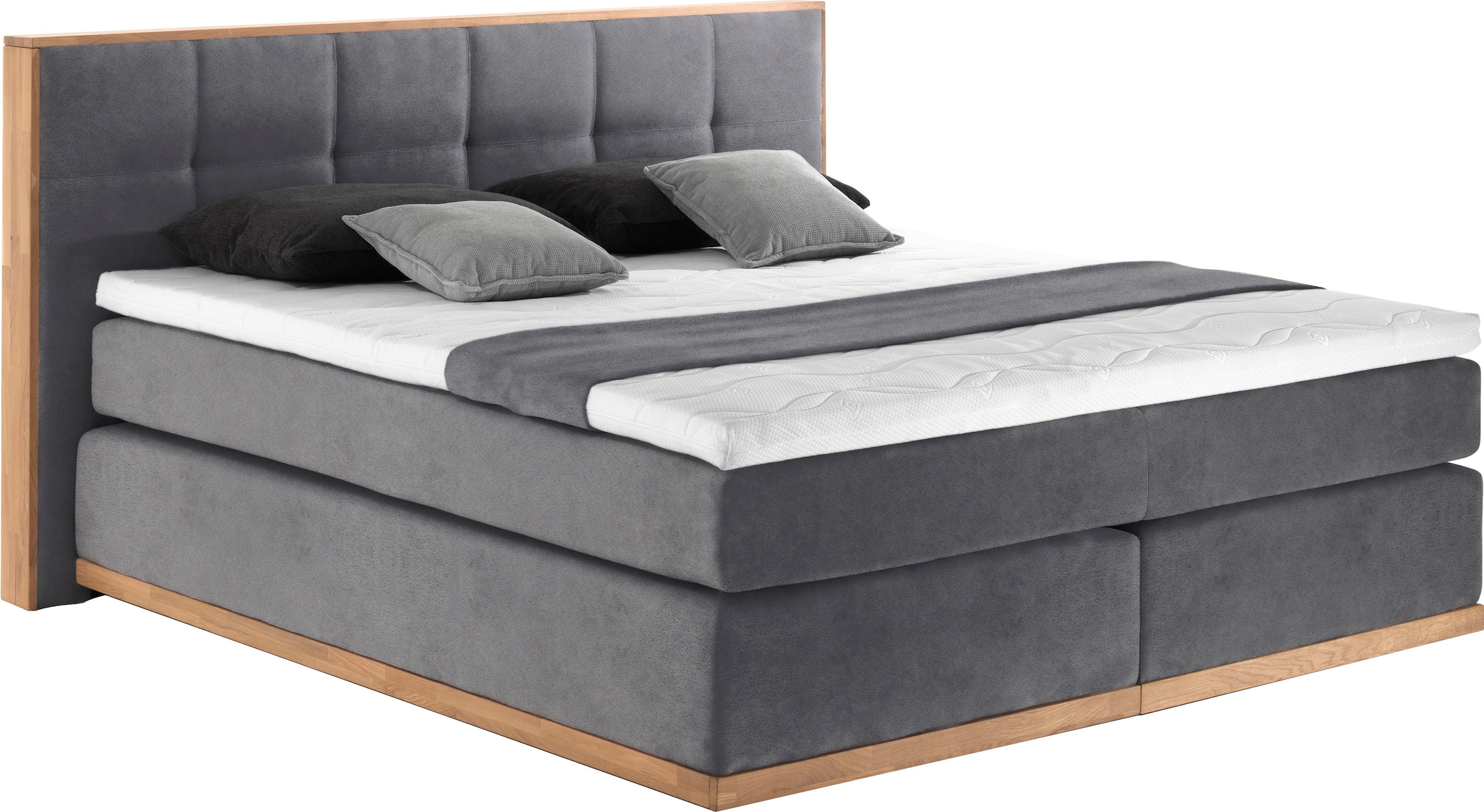 Places of Style Boxspringbett Vinton, aus massiver Eiche, verschiedene Härt günstig online kaufen