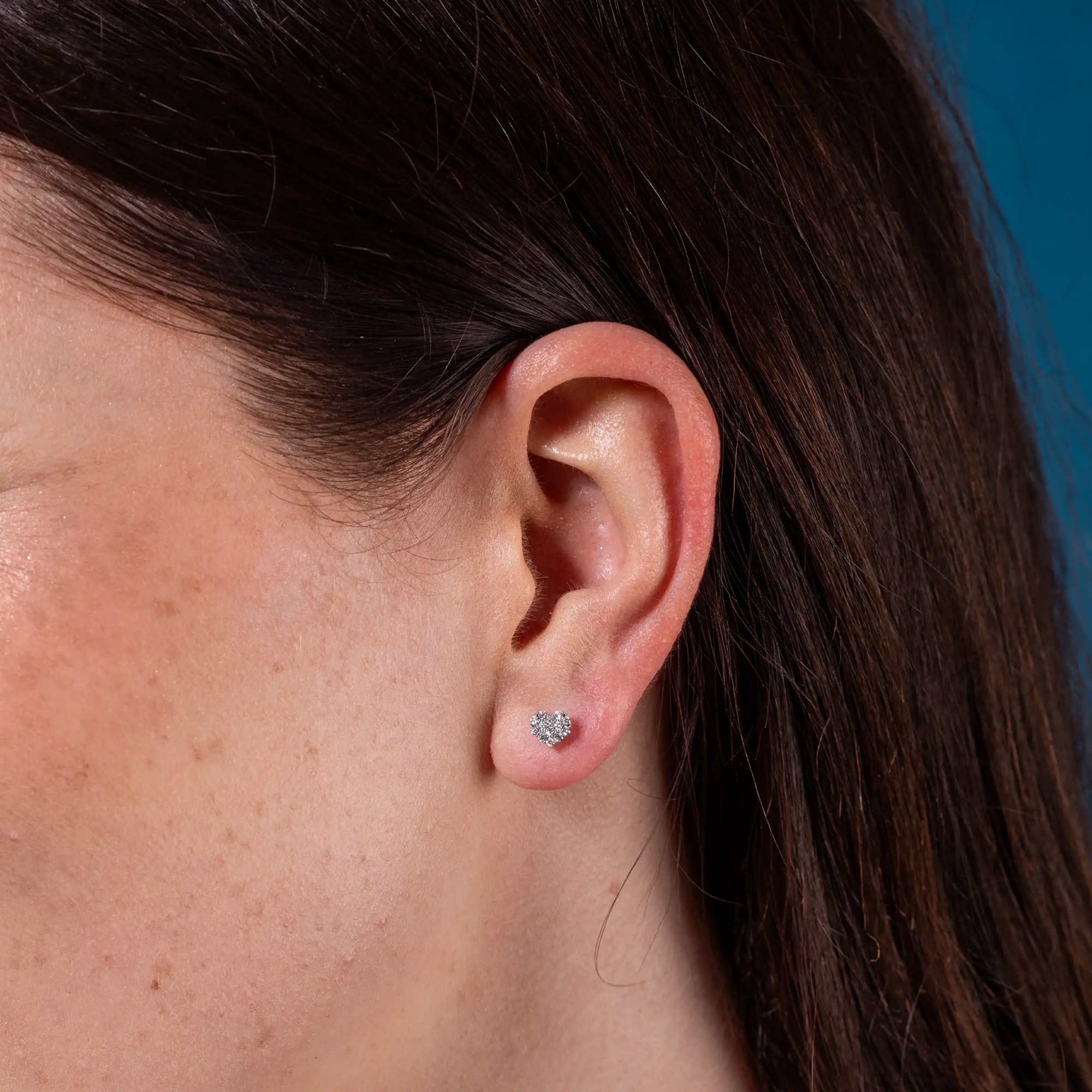 LYOMI Paar Ohrstecker »585/- Weißgold Herz 26 synth. Diam. 0,19ct.«