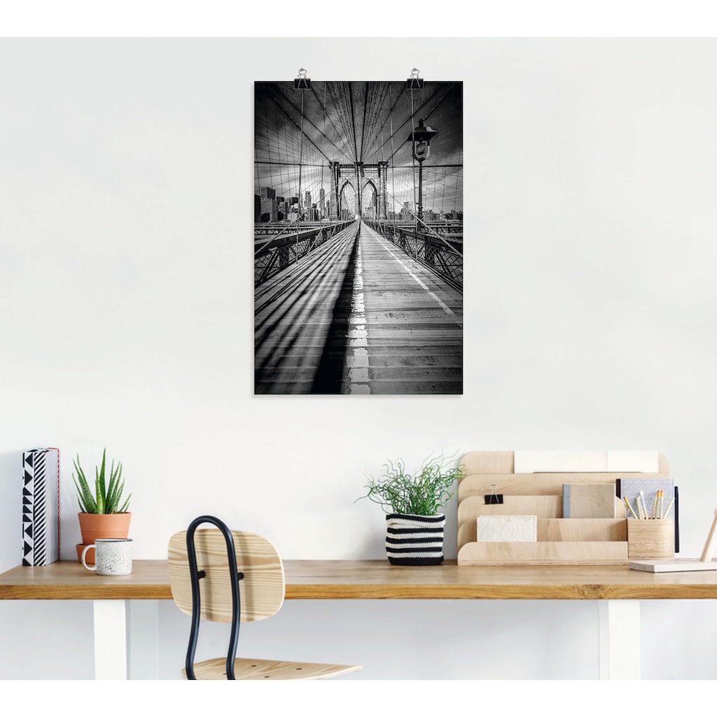 Artland Wandbild »Brooklyn Bridge, New York City Monochrom«, New York, (1 St.)