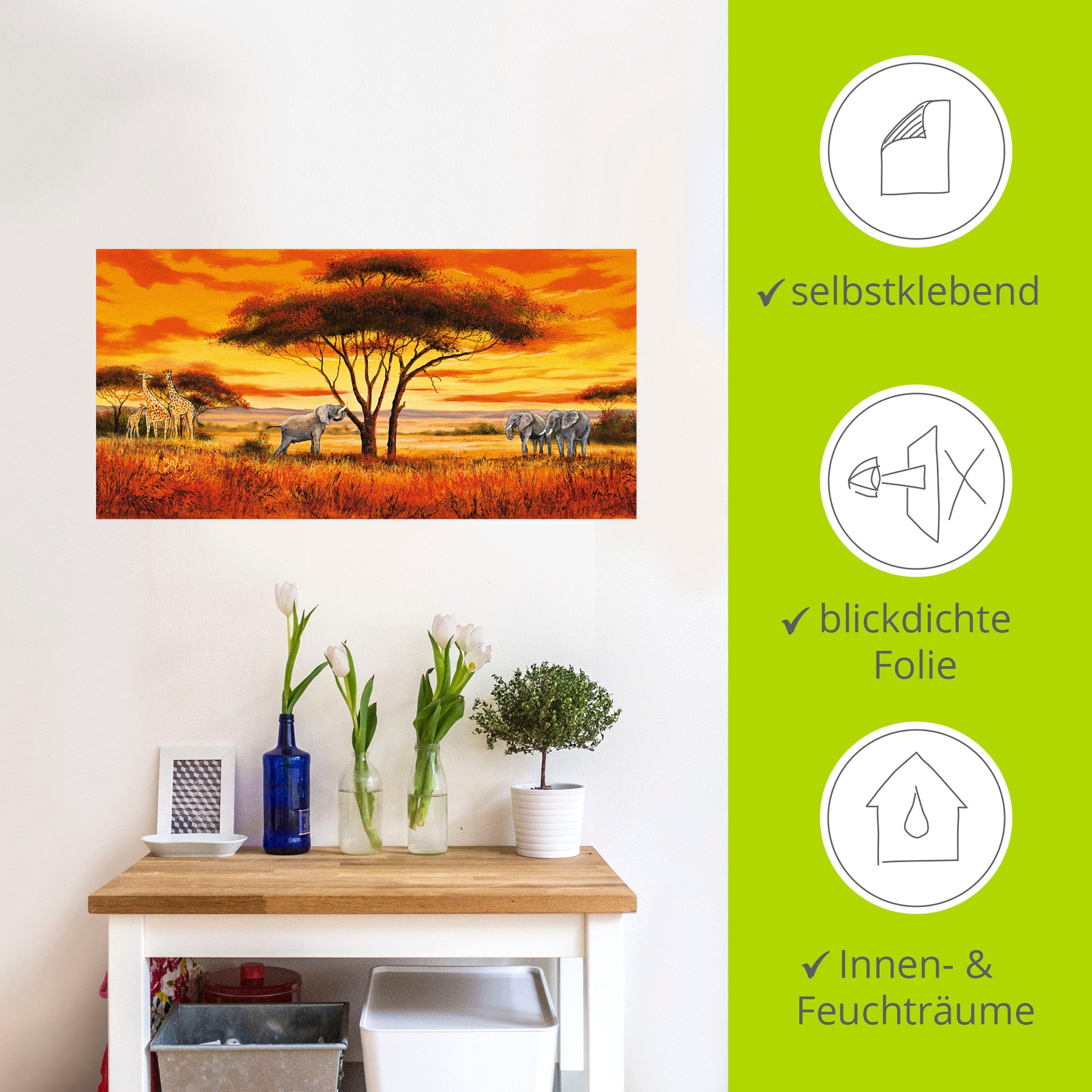 Artland Wandbild »Afrikanische Landschaft II«, Afrika, (1 St.), als Alubild, Outdoorbild, Leinwandbild, Wandaufkleber, versch. Größen