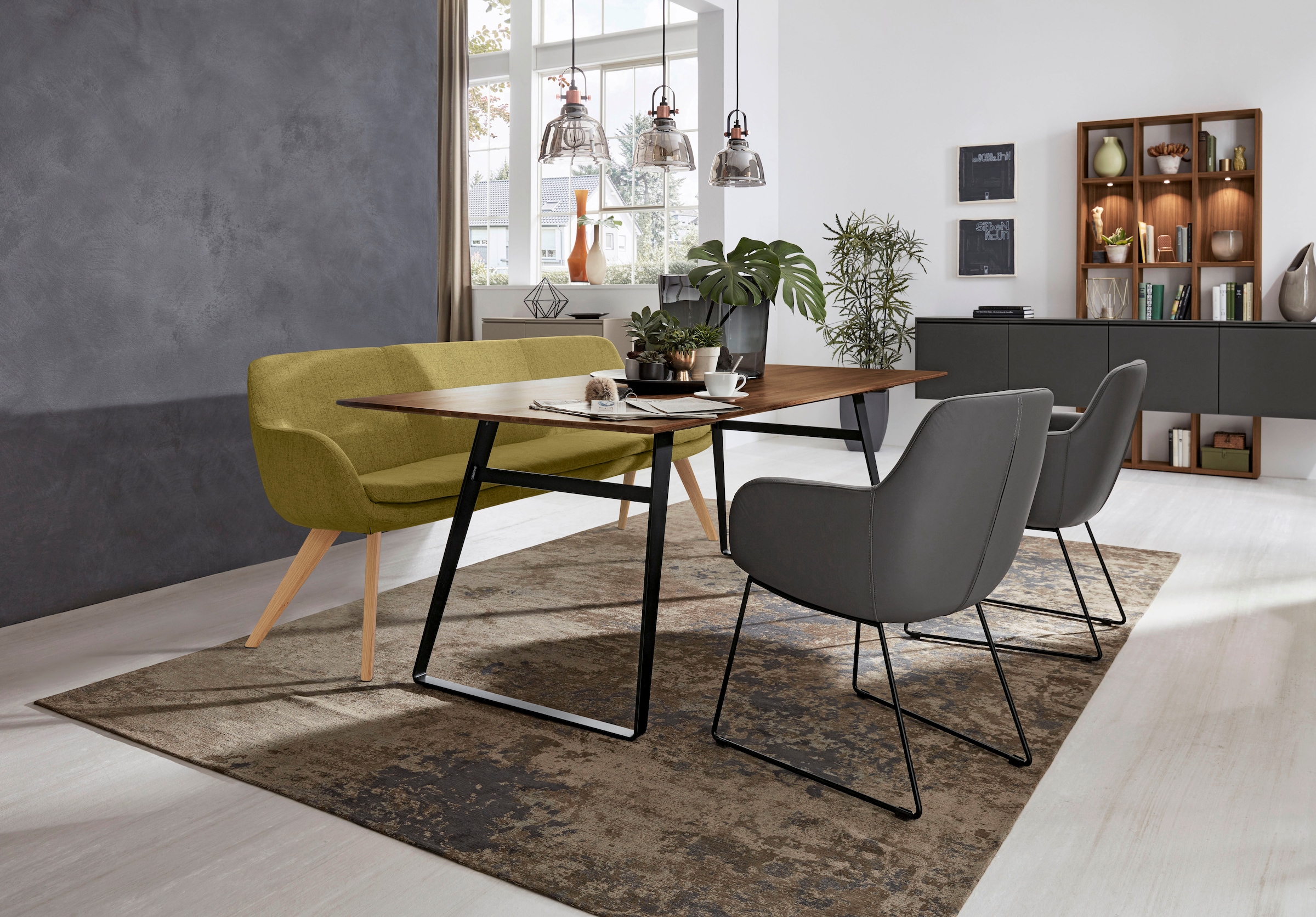 Musterring Essbank »Tavia«, Stativgestell aus Eiche bianco massiv, Breite 180, 200 oder 220 cm