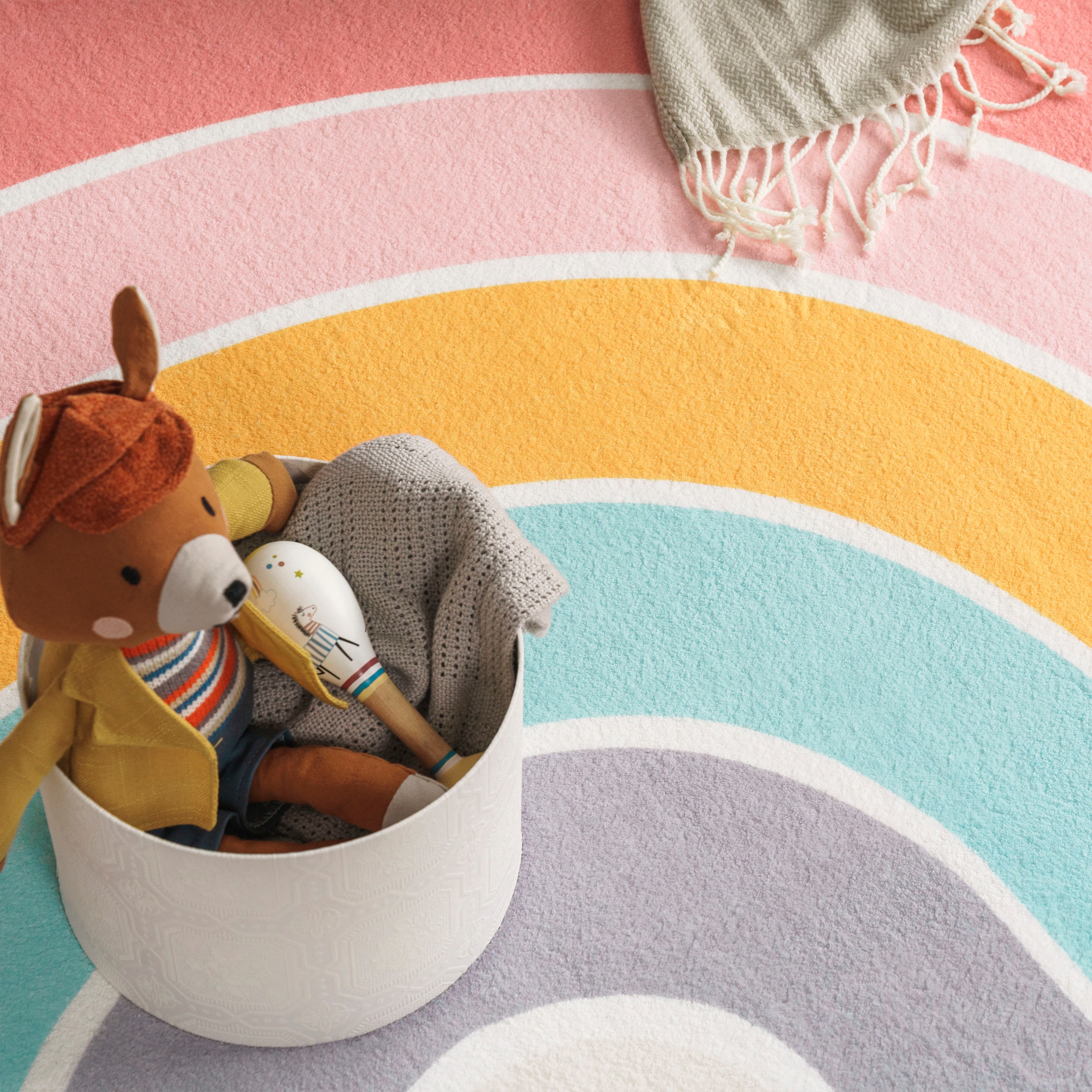 Paco Home Kinderteppich »Niloya 366«, halbrund, 12 mm Höhe, Spielteppich, Kurzflor, Motiv Regenbogen, waschbar