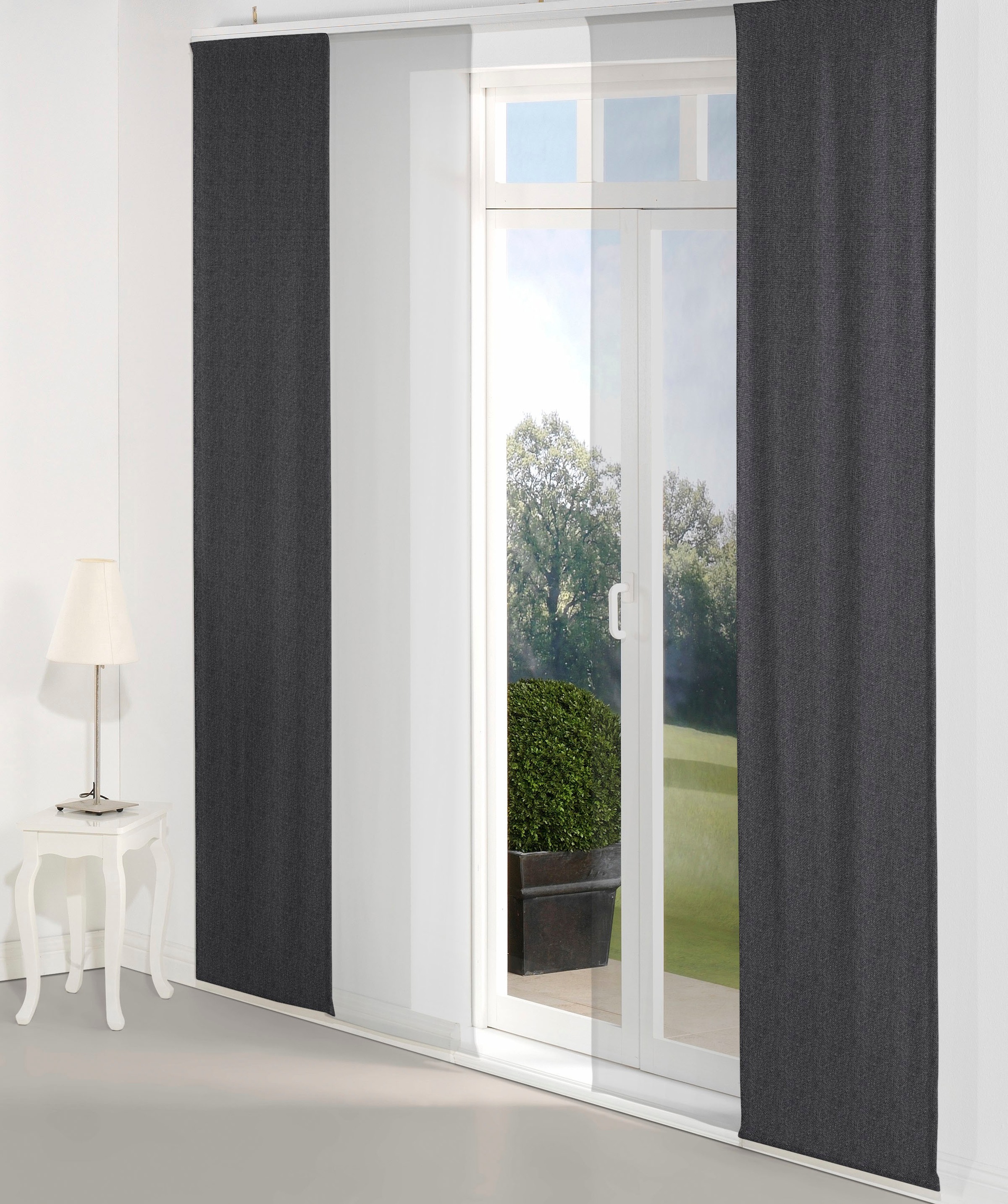 WIRTH Schiebegardine »Torbole« Paneelwagen 1 Stk. tlg. schwarz Obermaterial: 90% Polyester, 10% Baumwolle 145 cm