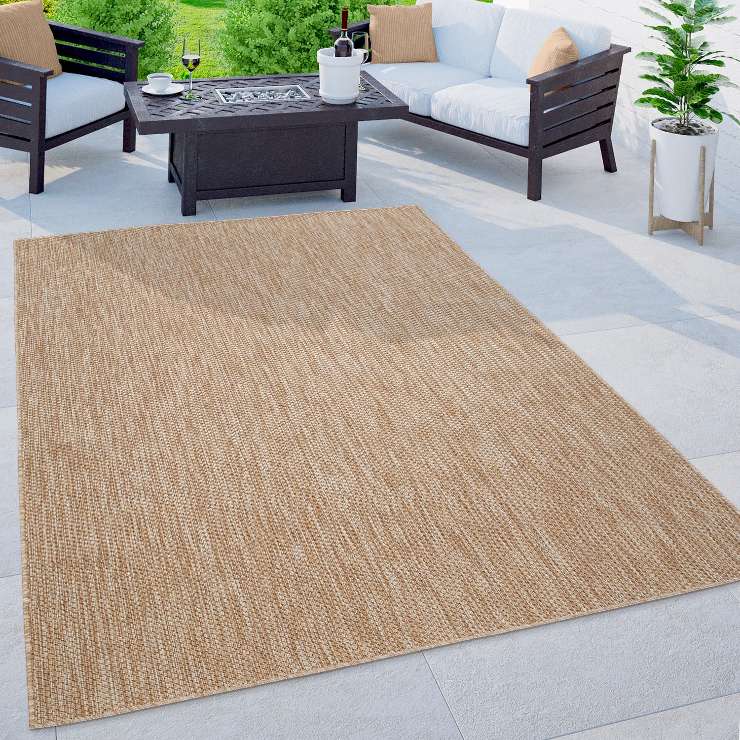 Paco Home bestellen schnell Teppich Outdoor In- bequem geeignet, Wohnzimmer Flachgewebe, rechteckig, meliert, und und »Sonset«