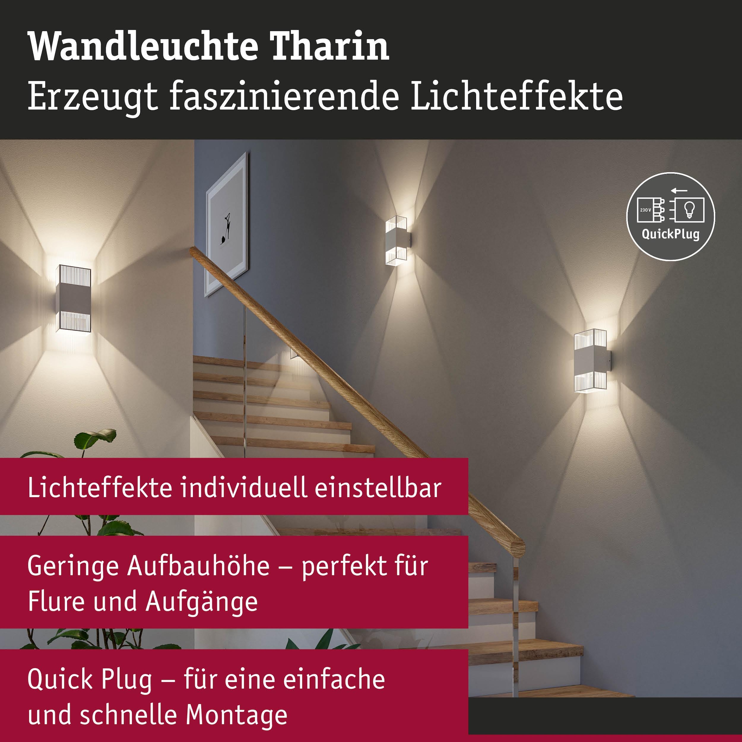 Paulmann LED Wandleuchte »Tharin« LED-Modul 1 Stk. Warmweiß spritzwassergeschützt