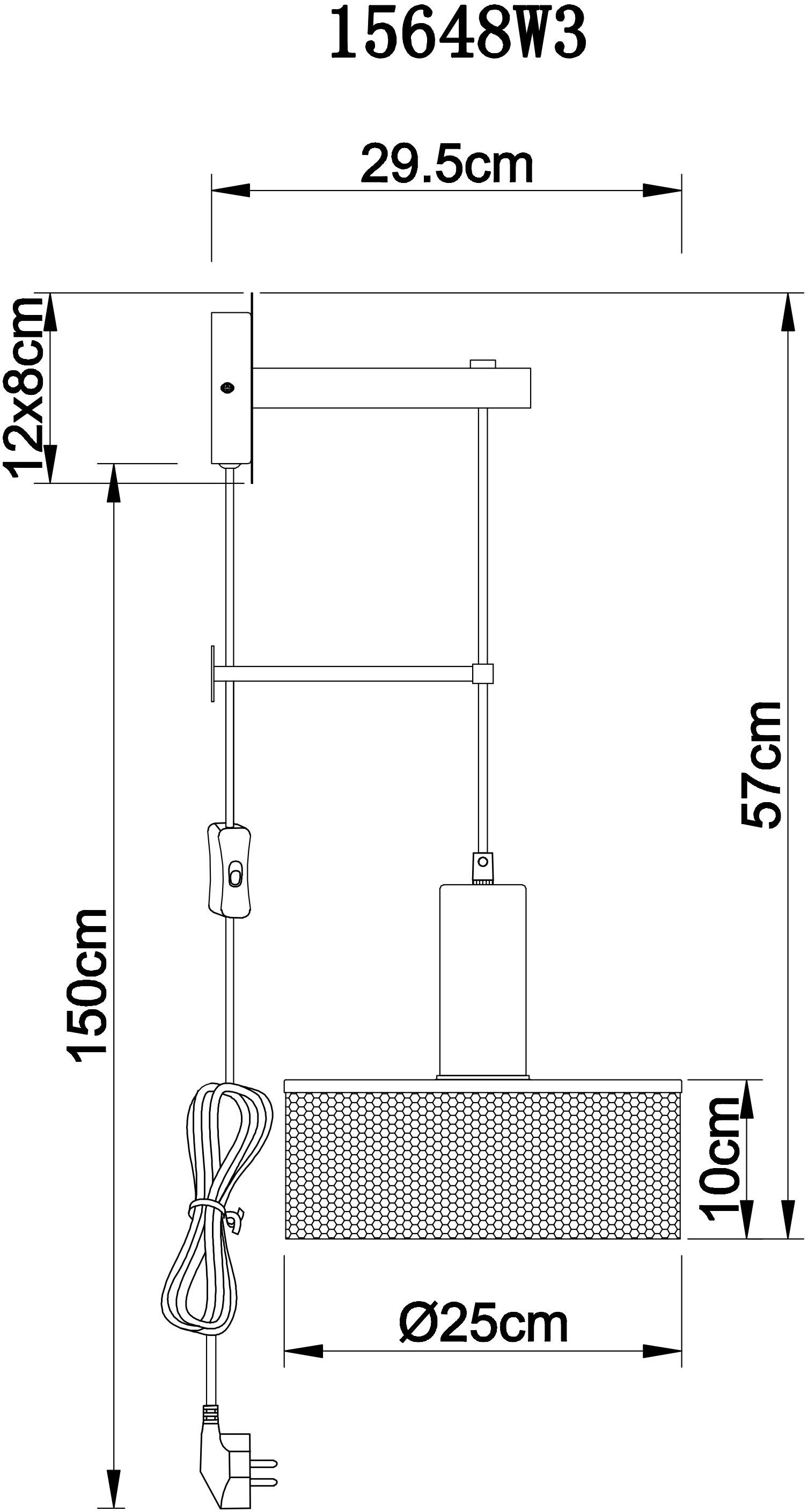 GLOBO LIGHTING Wandleuchte »JEDD«, Leuchtmittel E27 | ohne Leuchtmittel, Wandlampe/Metallgeflecht/schwarz/Wohnzimmer/Flur/inkl. Anschlusskabel