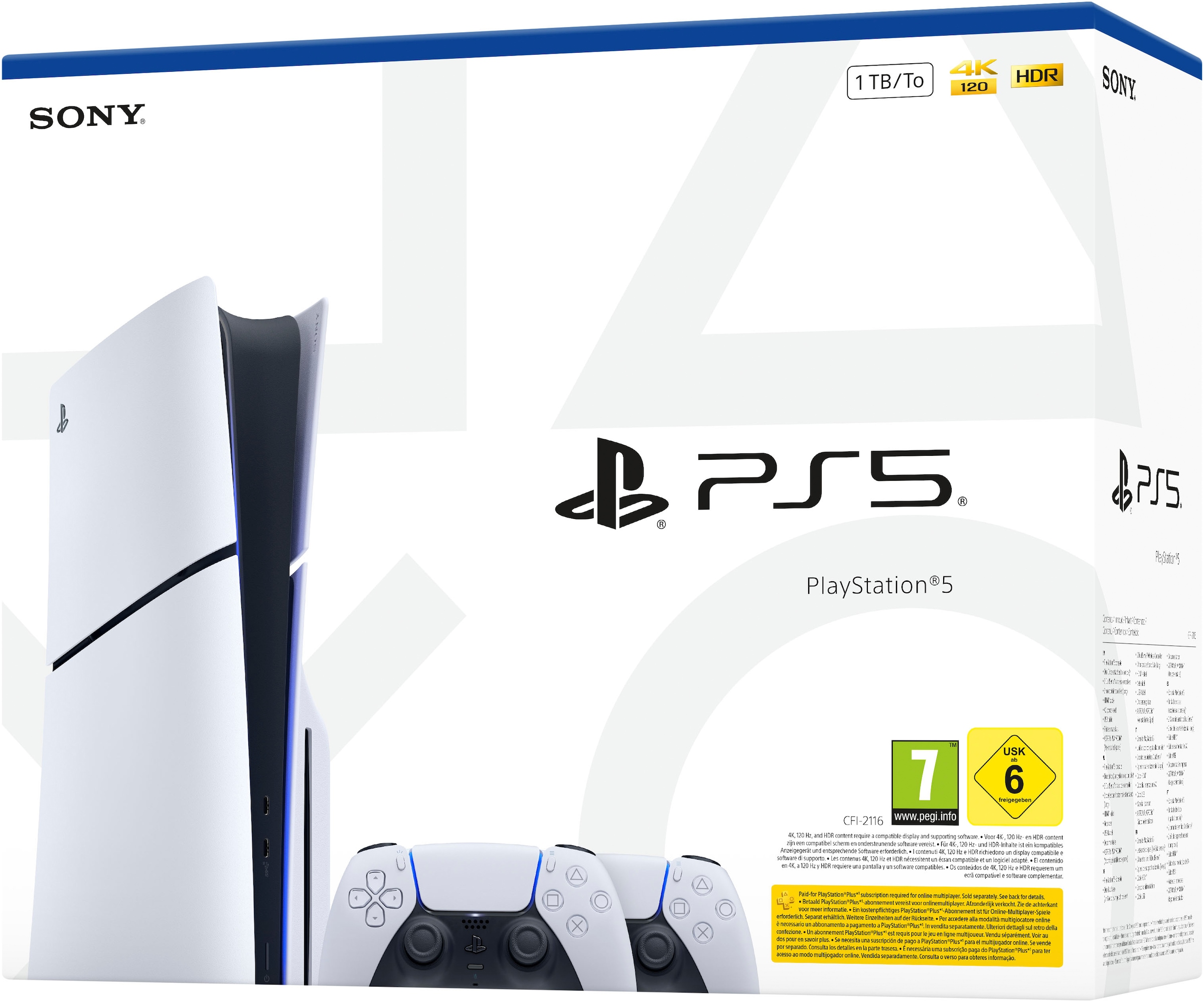 PlayStation 5 Konsolen-Set »PS5 Disk Slim + 2x DualSense Wireless-Controller Bundle« 1.000 GB 1 TB