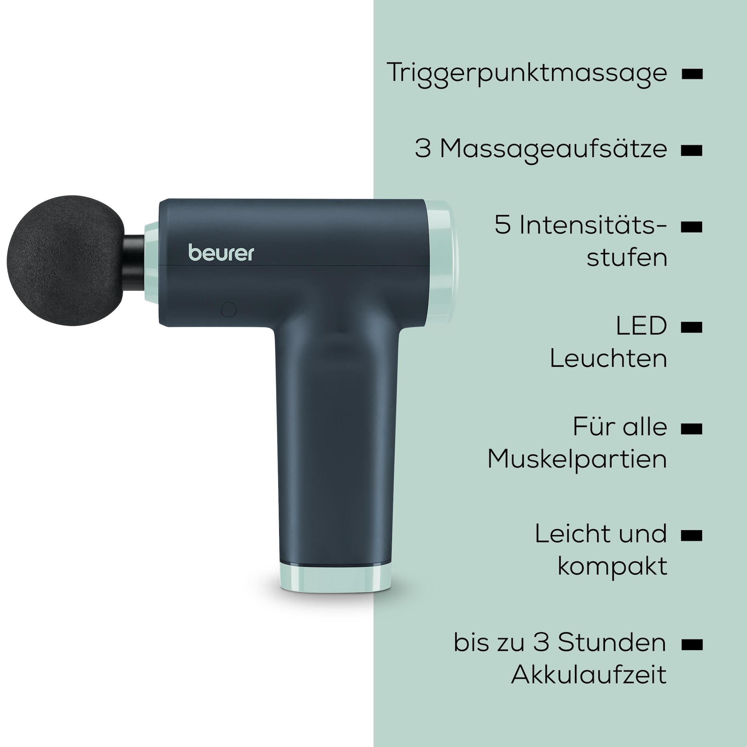 BEURER Massagepistole »MG 89 CompactPower Limited Edition 2026 mit 3 Aufsätzen« Massage-Gun zur gezielten Muskelmassage, für wohltuende Regeneration