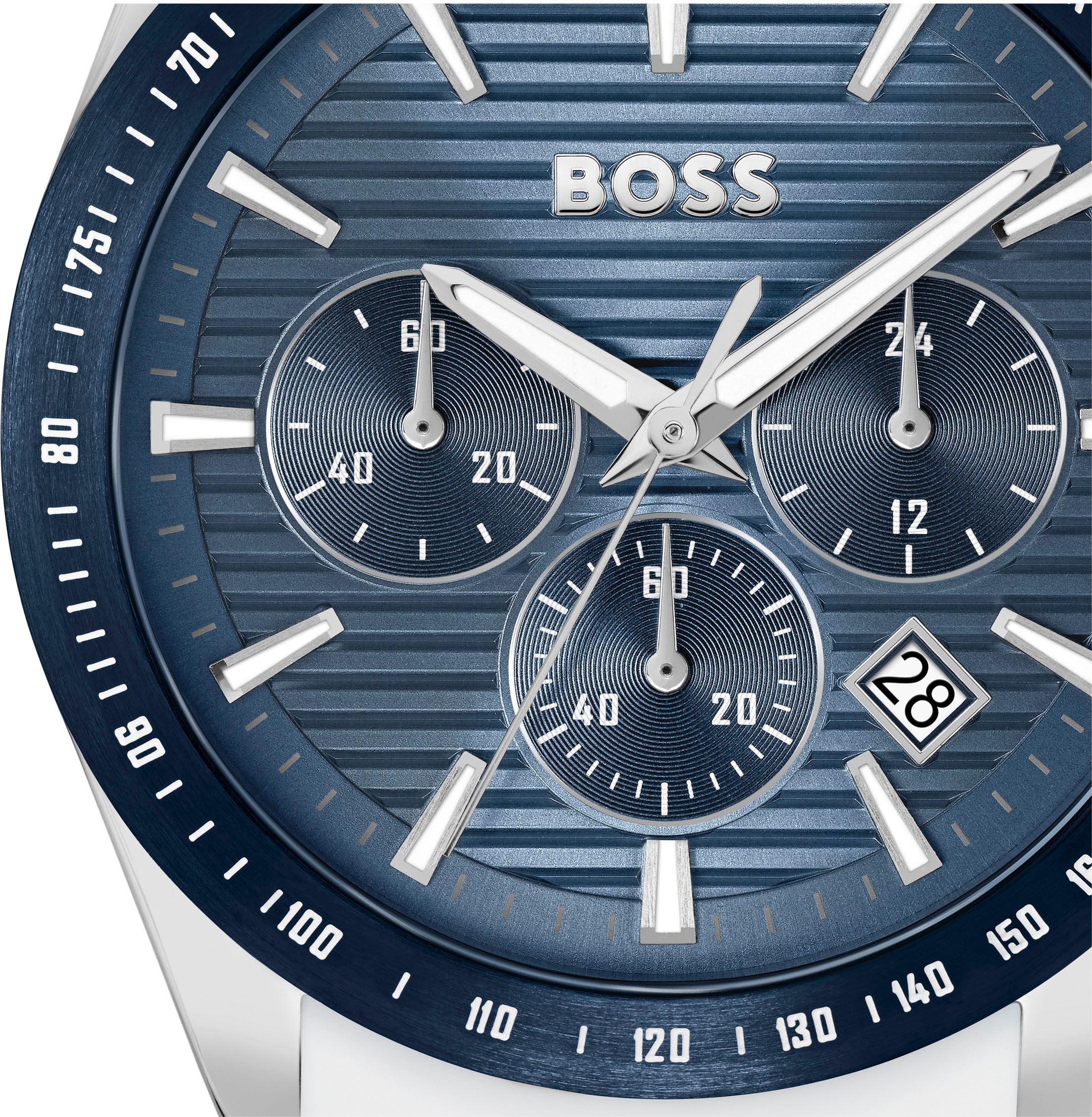 BOSS Chronograph »STRIKE CHRONO« Quarzuhr, Armbanduhr, Herrenuhr, Silikonarmband, analog, Tag