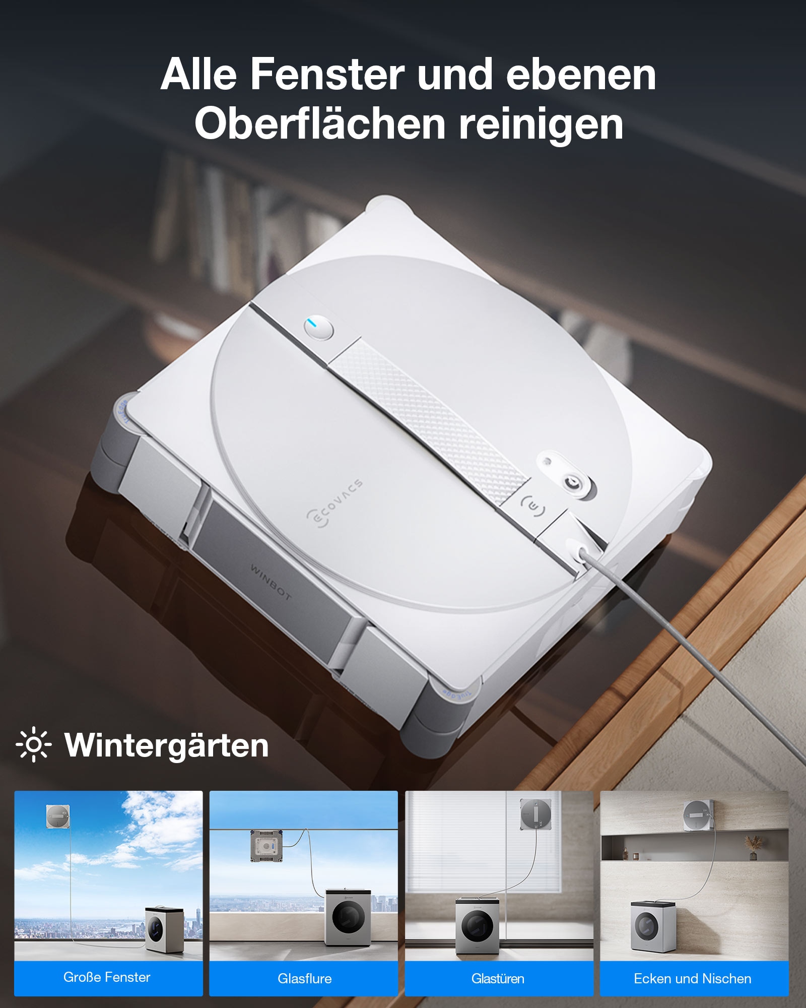 ECOVACS Fensterputzroboter »WINBOT W3 OMNI« Vortex-Reinigungssystem