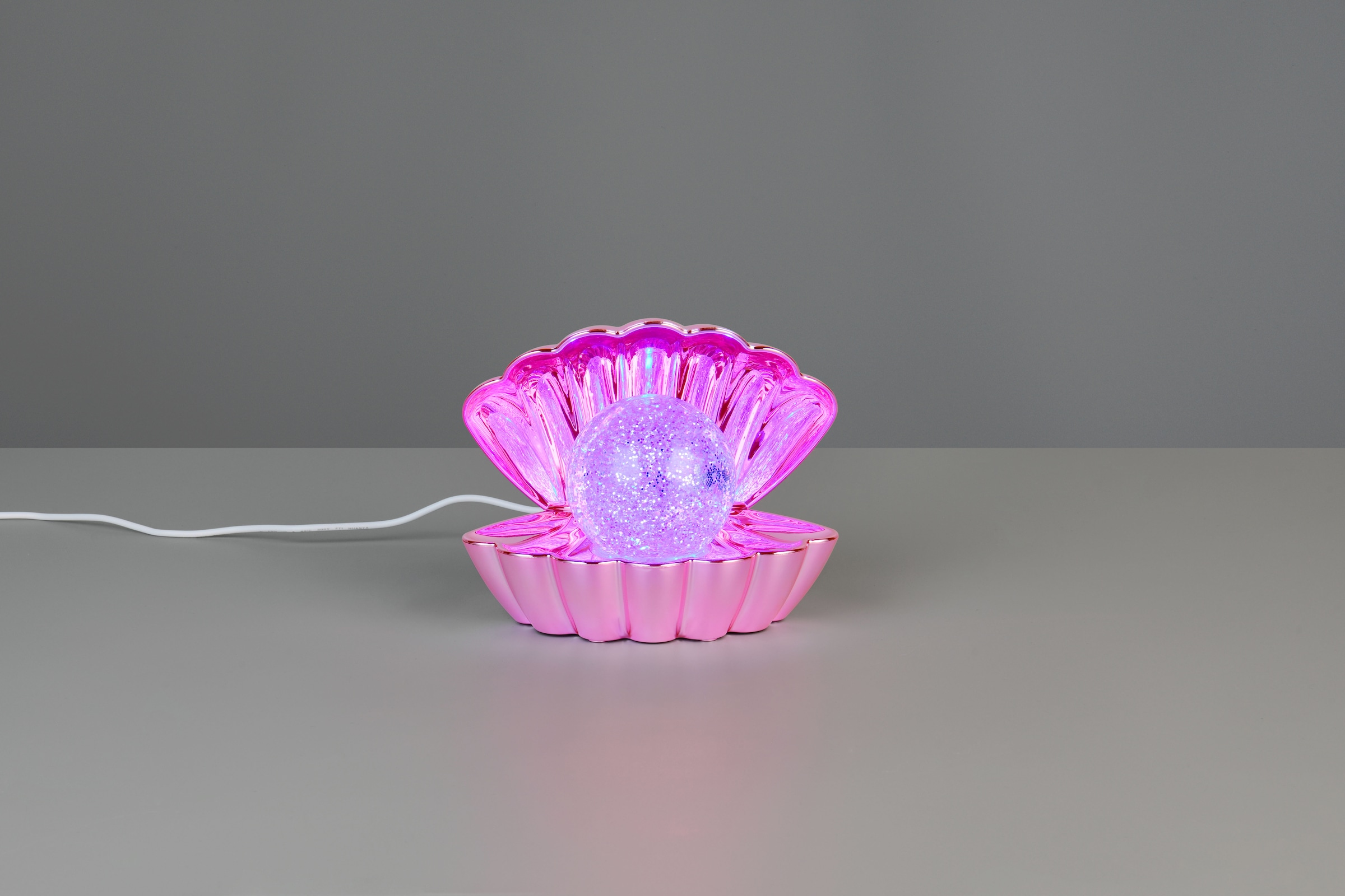 REALITY Leuchten LED Tischleuchte »SHELLY, Deko Tischlampe in Muschelform mit RGB Farbwechsel, 0,8W 15Lm« LED-Board 1 Stk. RGB Muschel Tischlampe mit Glitzerkugel und Farbwechsel inkl USB-Ladekabel