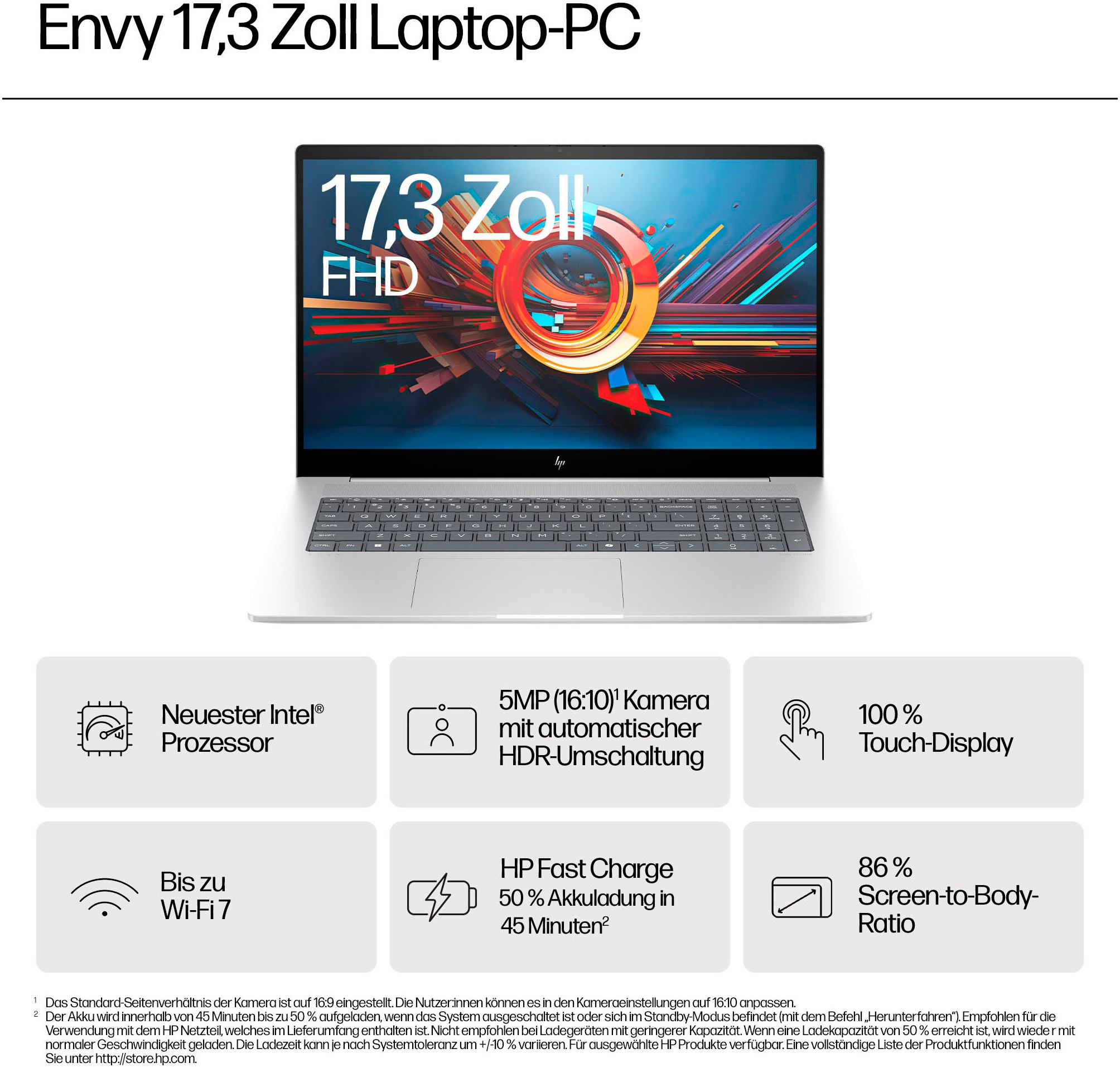 HP Notebook »17-da007«, 43,9 cm, / 17,3 Zoll, Intel, Core Ultra 7, 1000 GB SSD, 17-da0075ng