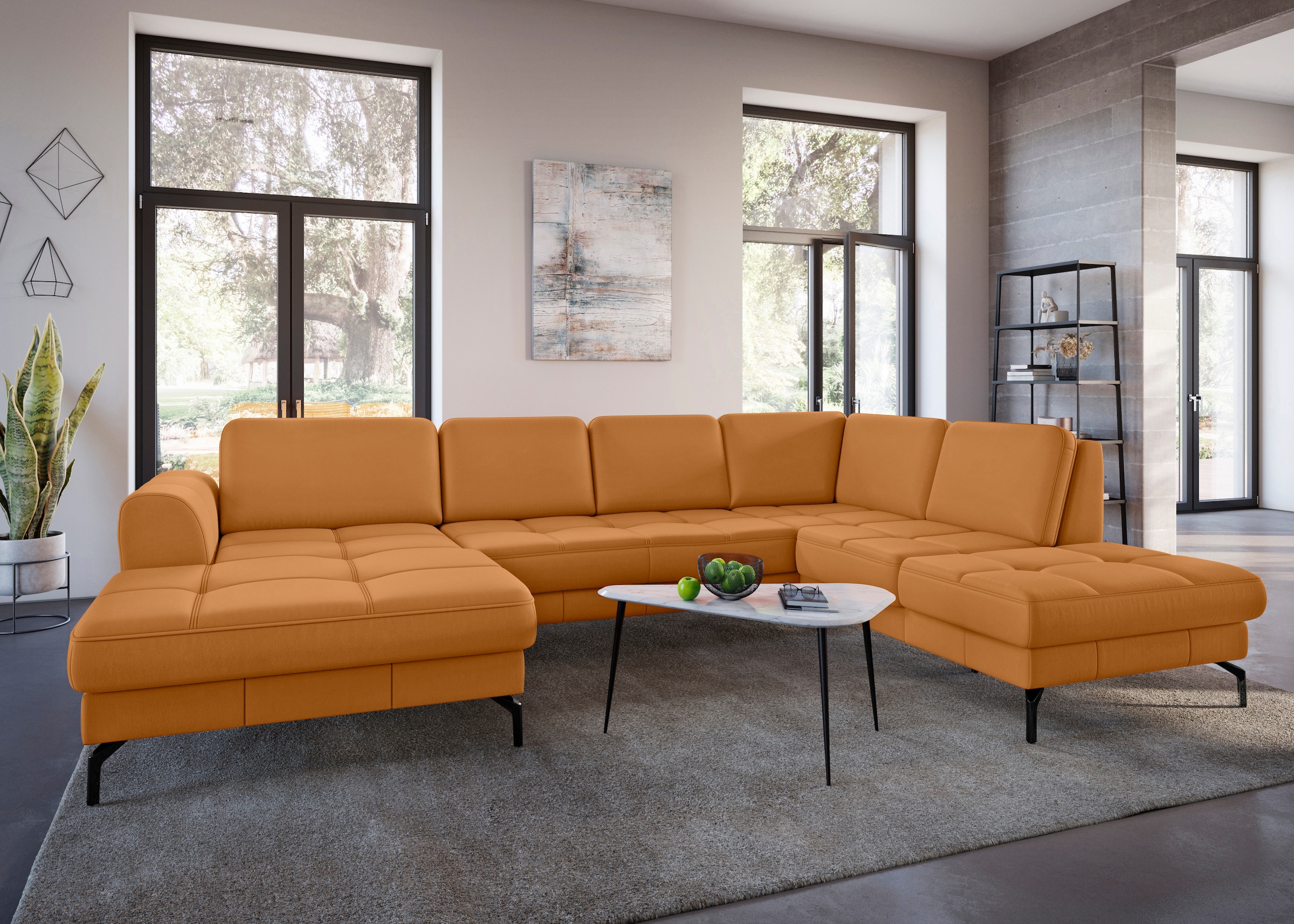 sit&more Wohnlandschaft »Bendigo U-Form«, inklusive Sitztiefenverstellung, Bodenfreiheit 15 cm, in 2 Fußfarben