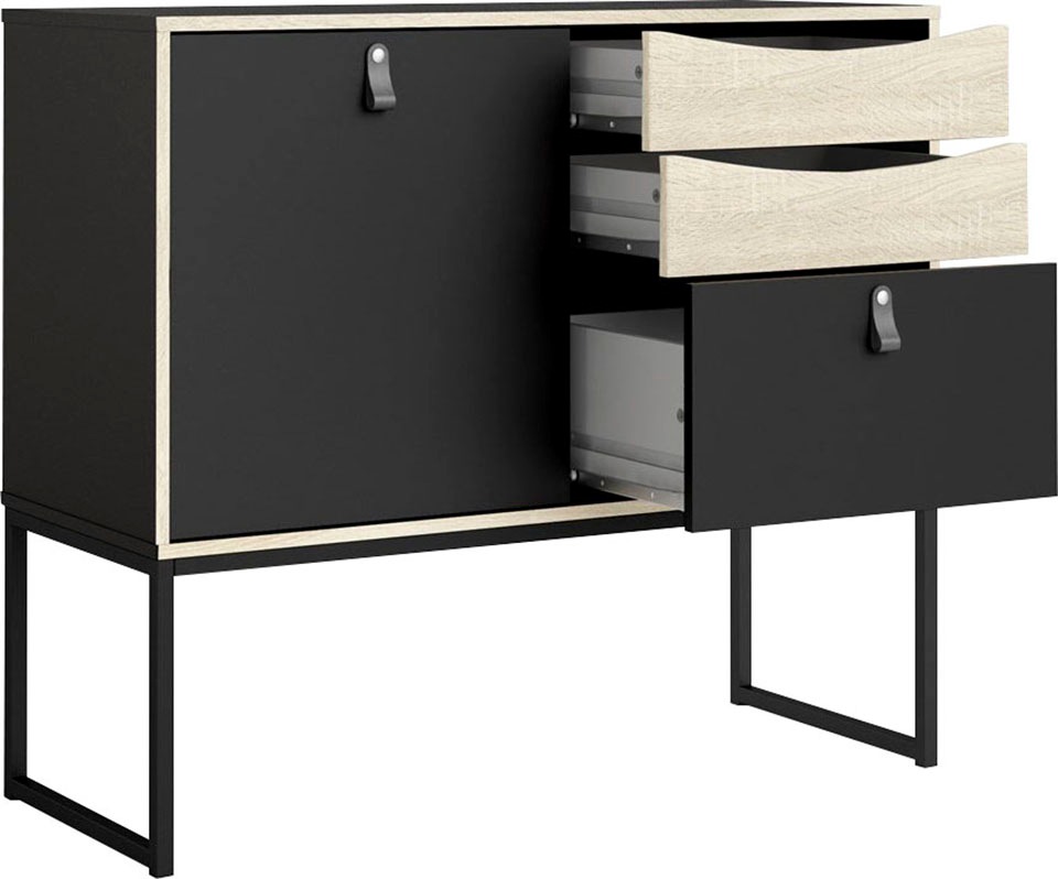 andas Sideboard »Stubbe«, Kommode Breite 98,7 cm, 1 Tür und 3 Schubkästen, Ledergriffe