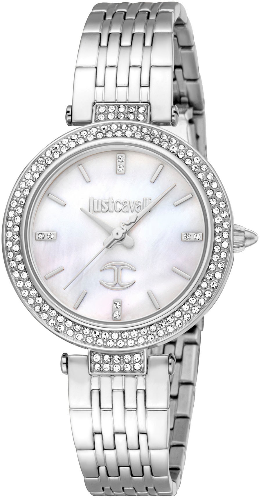 Just Cavalli Time Quarzuhr »Savoca«, (Set, 2 tlg., mit Armband), Armbanduhr, Damenuhr, Kristallsteine, Edelstahlarmband, Gerschenkidee