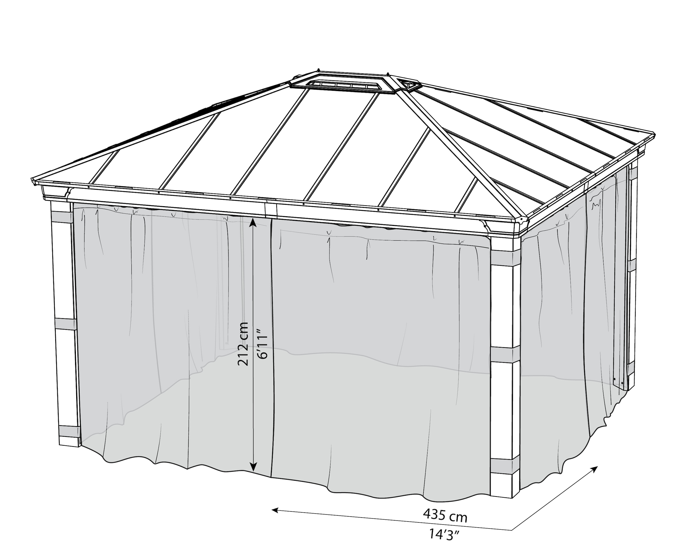 Palram - Canopia Pavillonseitenteil »Dallas Garden Gazebo Netting Set«, mit Reißverschluß und Clips