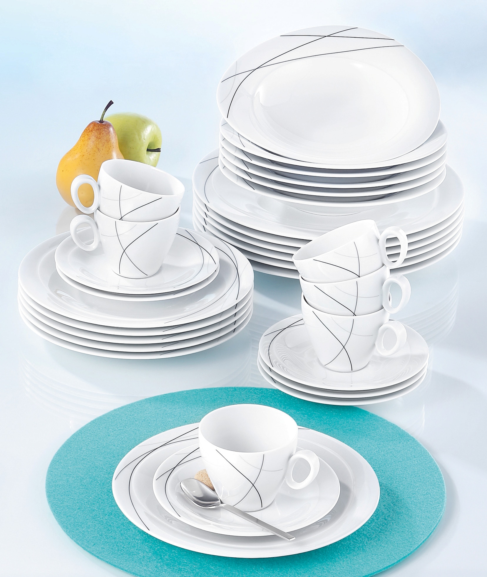 Seltmann Weiden Kombiservice »Geschirr-Set, Service Trio Highline«, (Set, 30 tlg.), Teller, Tassen, Untertassen, Made in Germany, 30 Teile, für 6 Personen