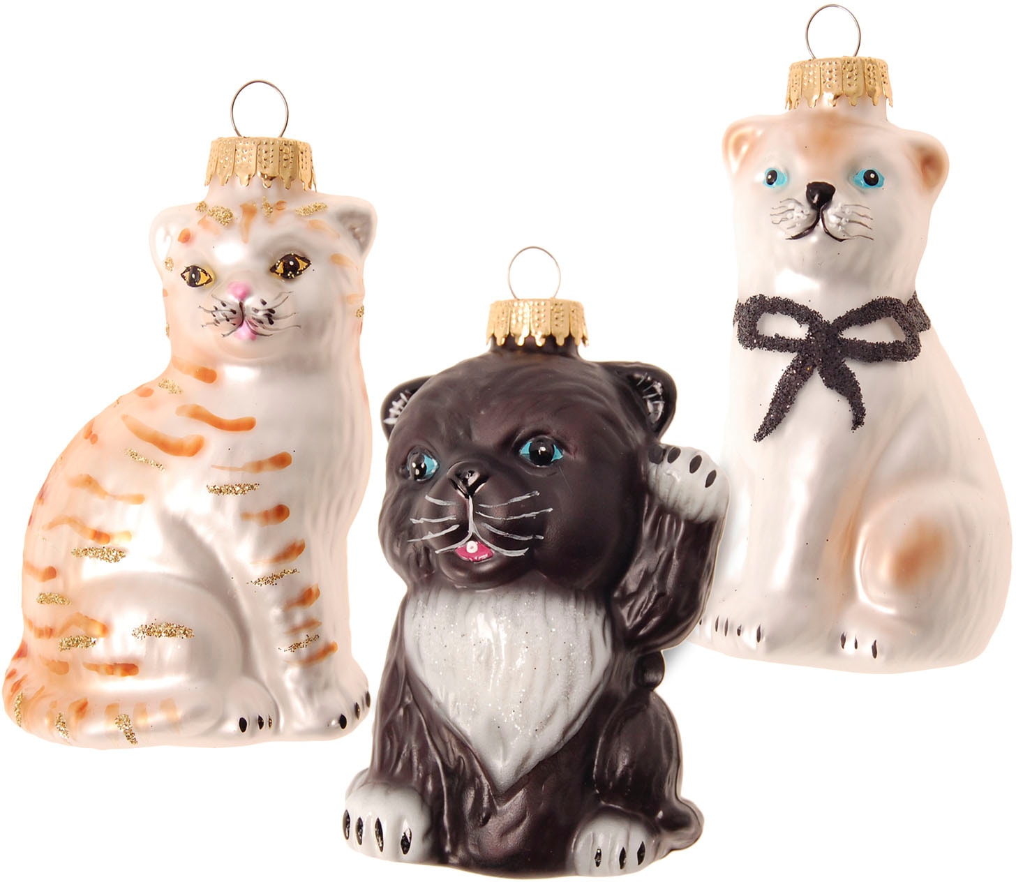 Krebs Glas Lauscha Christbaumschmuck »mit 3 verschiedenen Katzen«, (Set, 3  tlg.), Weihnachtsdeko, Christbaumkugeln aus Glas, Weihnachtsbaumkugel  online bestellen