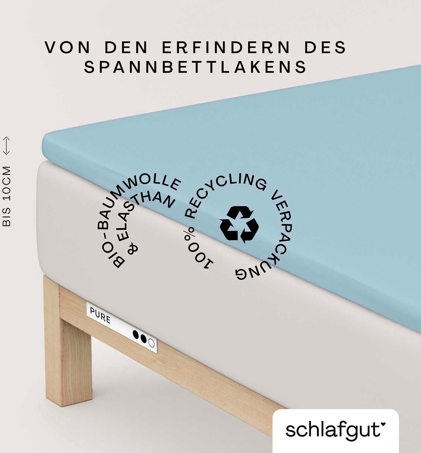 Schlafgut Spannbettlaken »PURE TOPPER in Gr. 90x200, 140x200 oder 180x200 cm, Laken für Topper«, aus 100% Bio-Baumwolle, für Matratzen bis 10 cm Höhe, Bettlaken