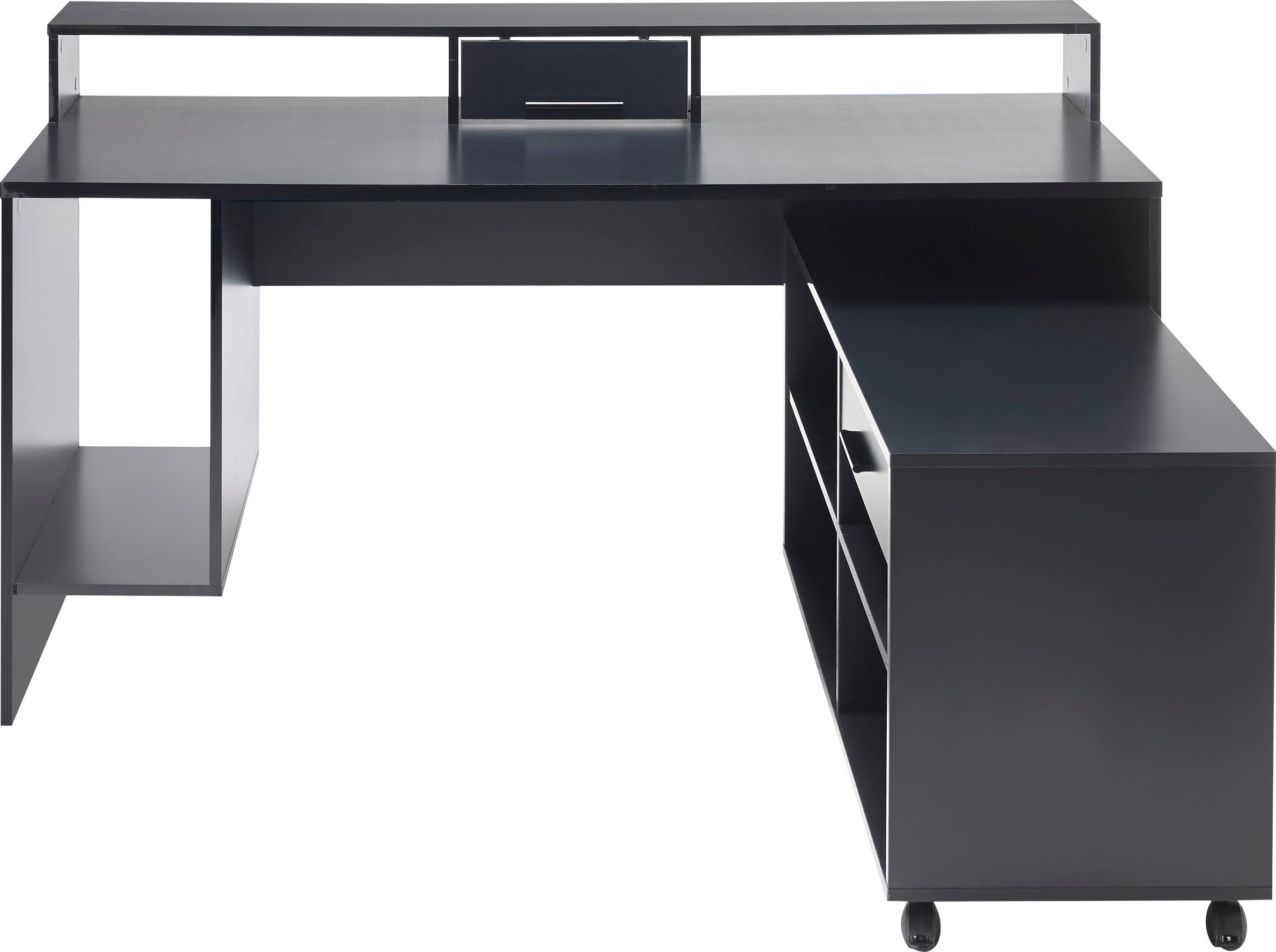 BEGA OFFICE Gamingtisch »Highscore«, Schwarz inkl. RGB-LED Farbwechsel,  Computertisch mit Rollcontainer auf Raten bestellen