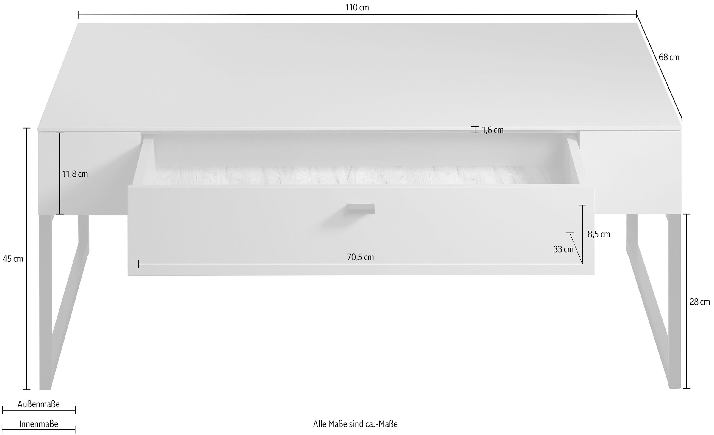 Places of Style Couchtisch »San Pedro«, (1 St.), Sofatisch mit großer Soft-Close Schublade - (B/T/H) 110/68/45 cm