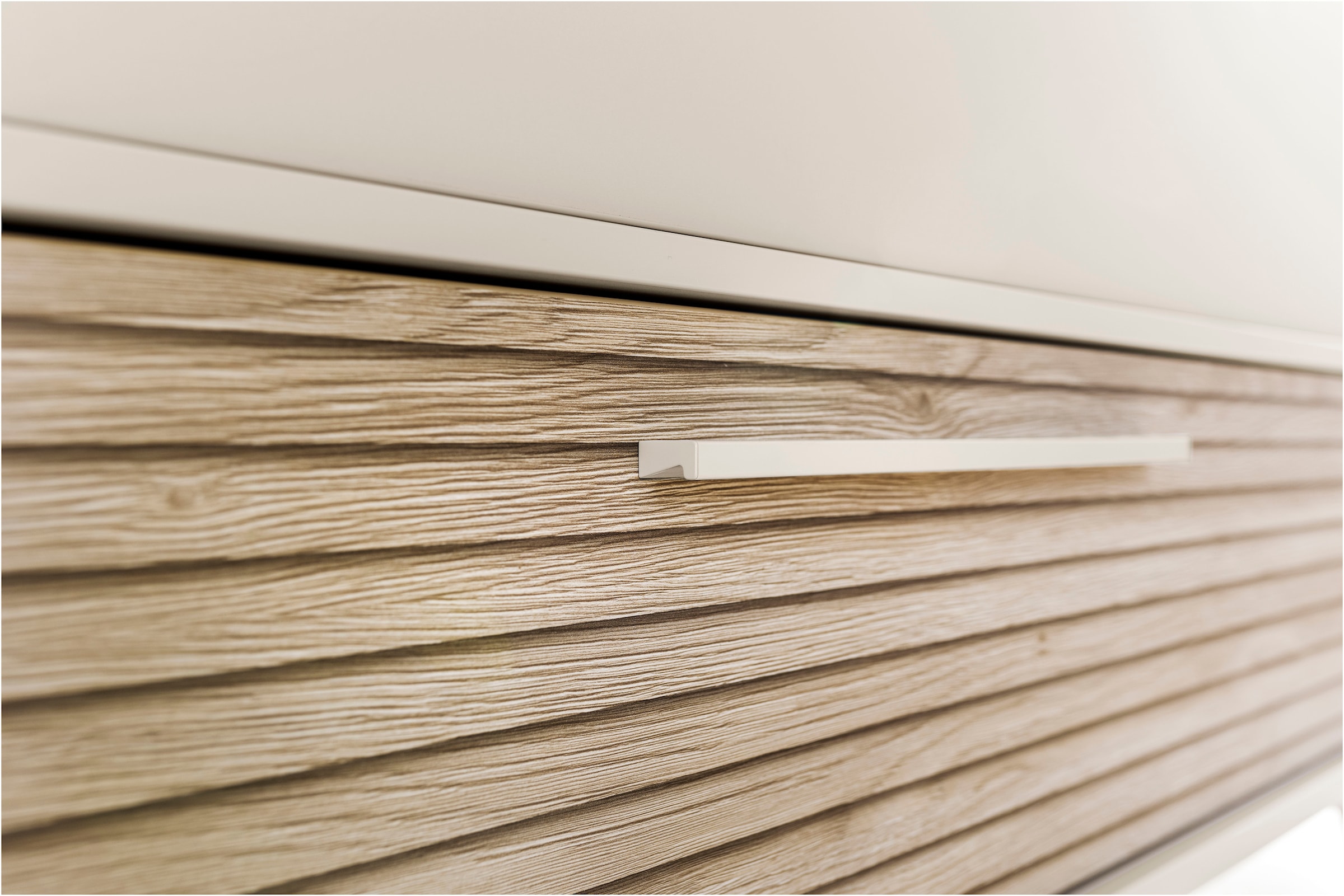 PAIDI Wickelkommode »EEFJE Kommode in modernem Design, Cashmere-Beige mit Groovy-Oak«, bis 50 kg, in verschiedenen Breiten und Ausführungen, 124 cm