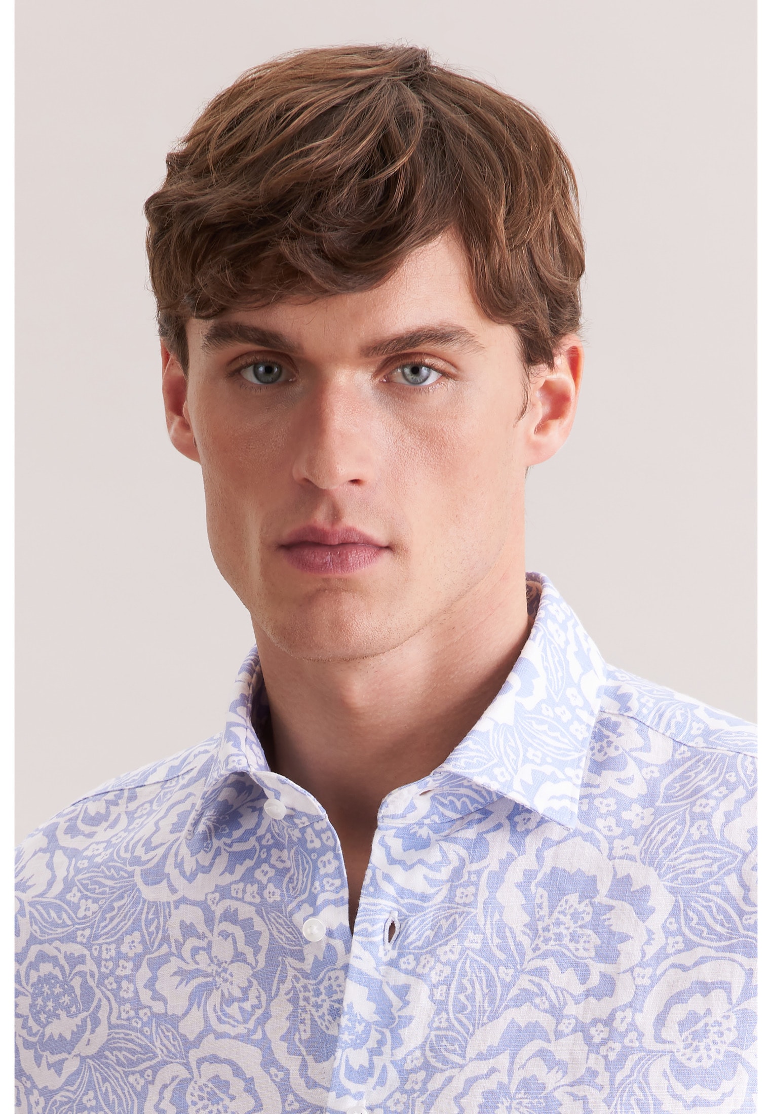 seidensticker Leinenhemd »Schwarze Rose« Shaped 1/1 Kentkragen Druck