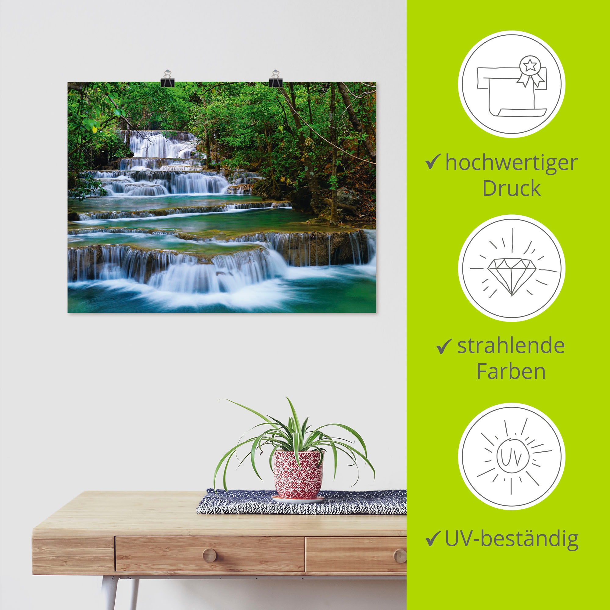 Artland Wandbild »Tiefen Wald Wasserfall«, Gewässer, (1 St.), als Leinwandbild, Poster, Wandaufkleber in verschied. Größen