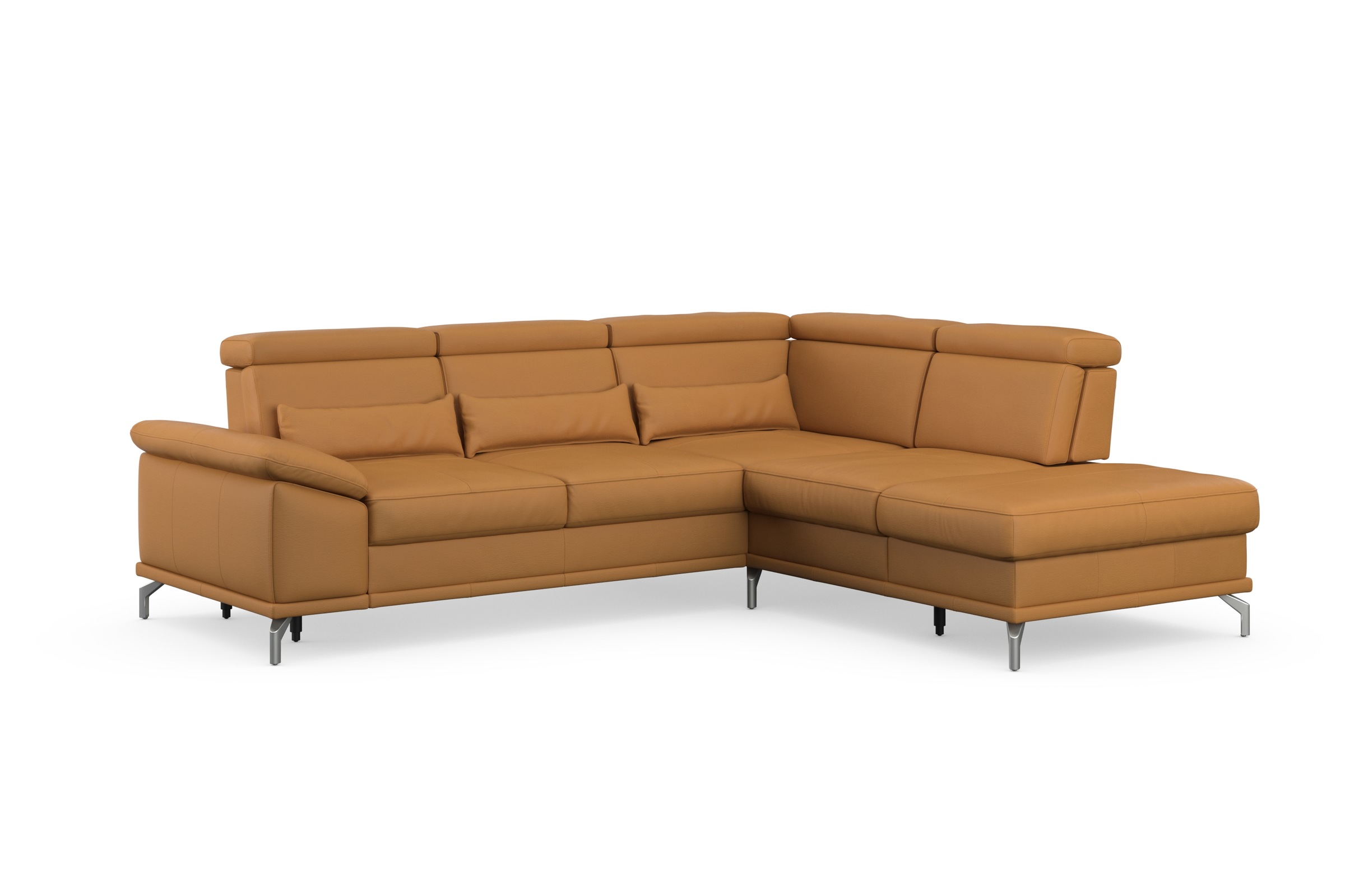 sit&more Ecksofa »Cabrio L-Form, mit Sitztiefenverstellung, Arm- und Kopfteilverstellung«, 3 Nierenkissen, Federkern, optional Bettfunktion und Stauraum