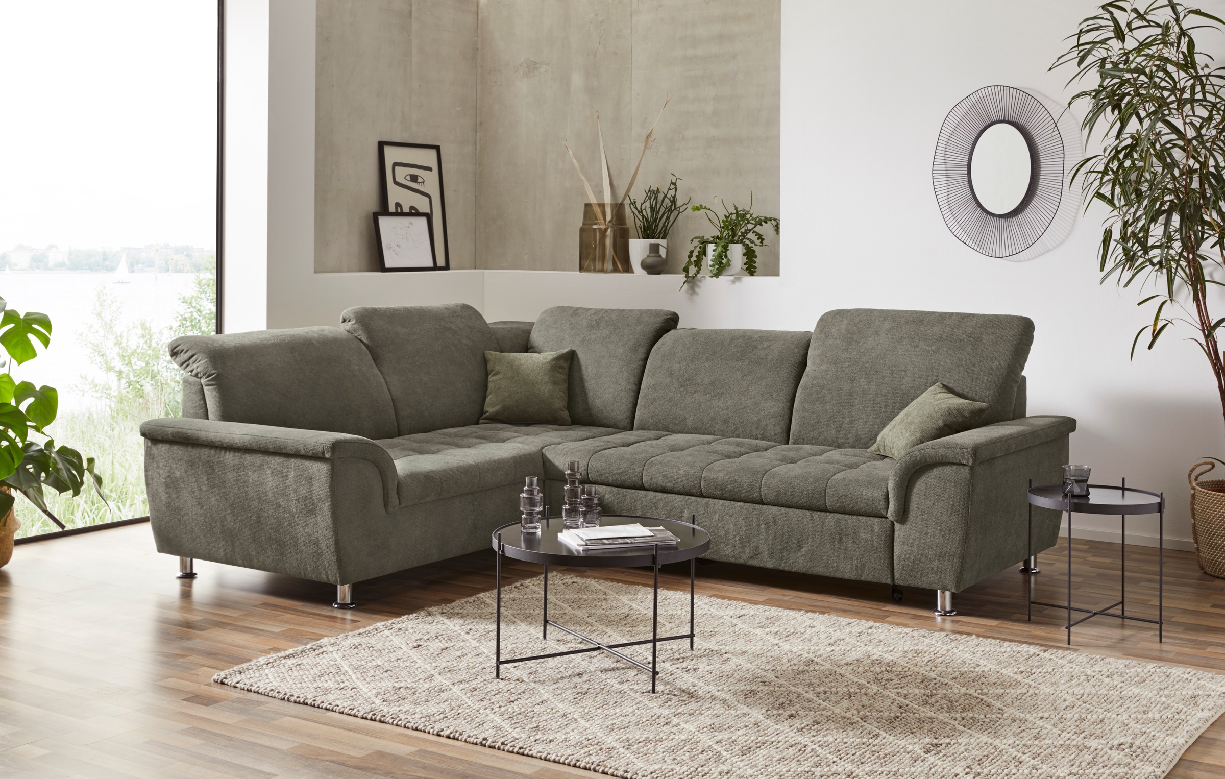 DOMO collection Ecksofa »Franzi, zeitlos und elegant, moderne Sitzheftung, günstig online kaufen