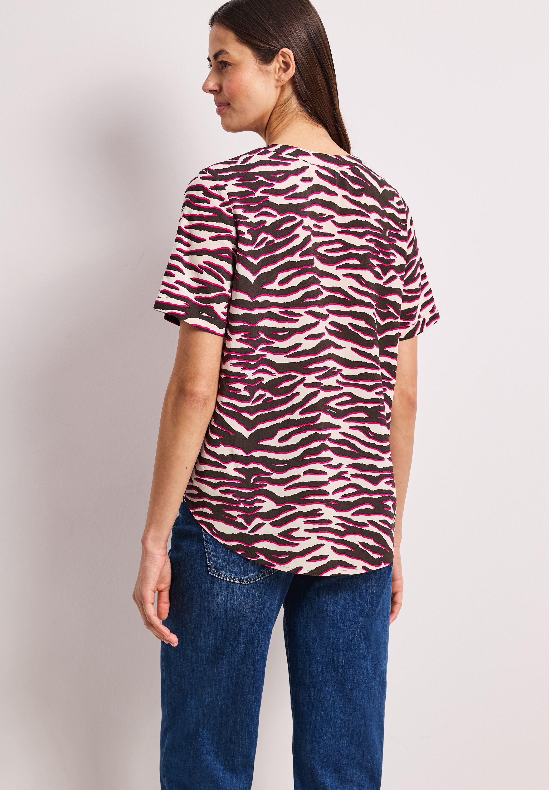 STREET ONE Druckbluse Sommerbluse mit Split Neck und Print