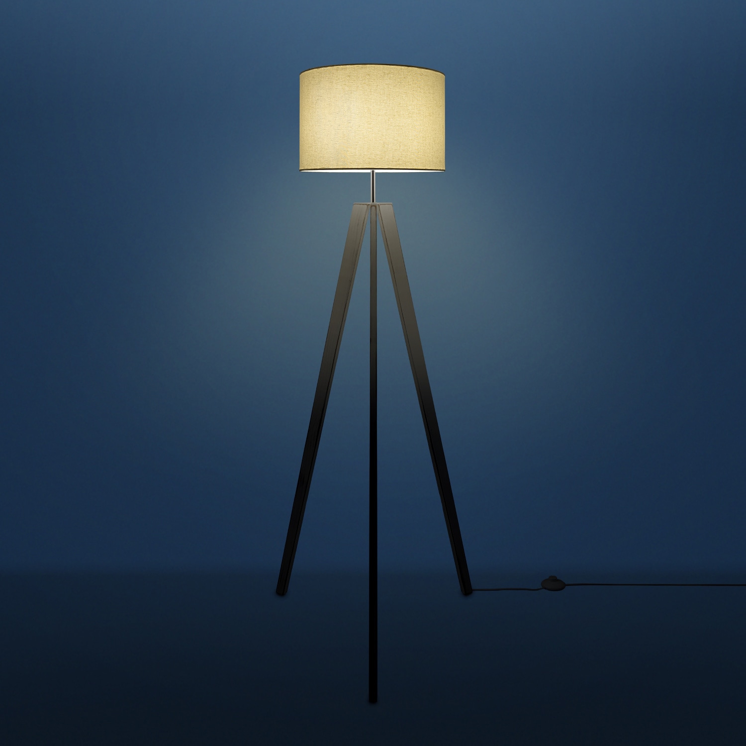 Paco Home Stehlampe »Canvas uni Color«, 1 flammig, Leuchtmittel E27 | ohne Leuchtmittel, Stehlampe Vintage Fuß LED Lampe Wohnzimmer Skandinavischer Stil E27
