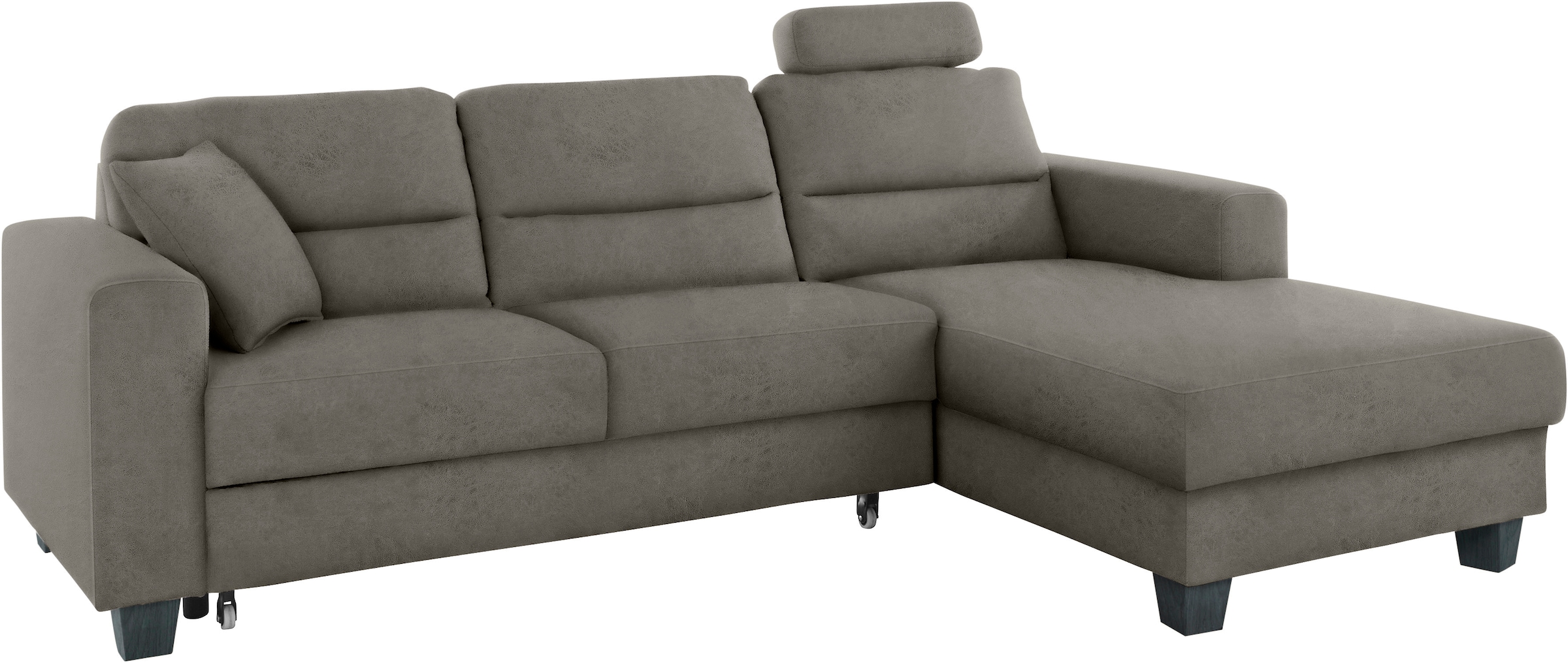 TRENDMANUFAKTUR Ecksofa »Chamber, zeitlos und modern, bequem mit hohem Sitzkomfort, L-Form«, inklusive einer Kopfstütze, wahlweise mit Schlaffunktion