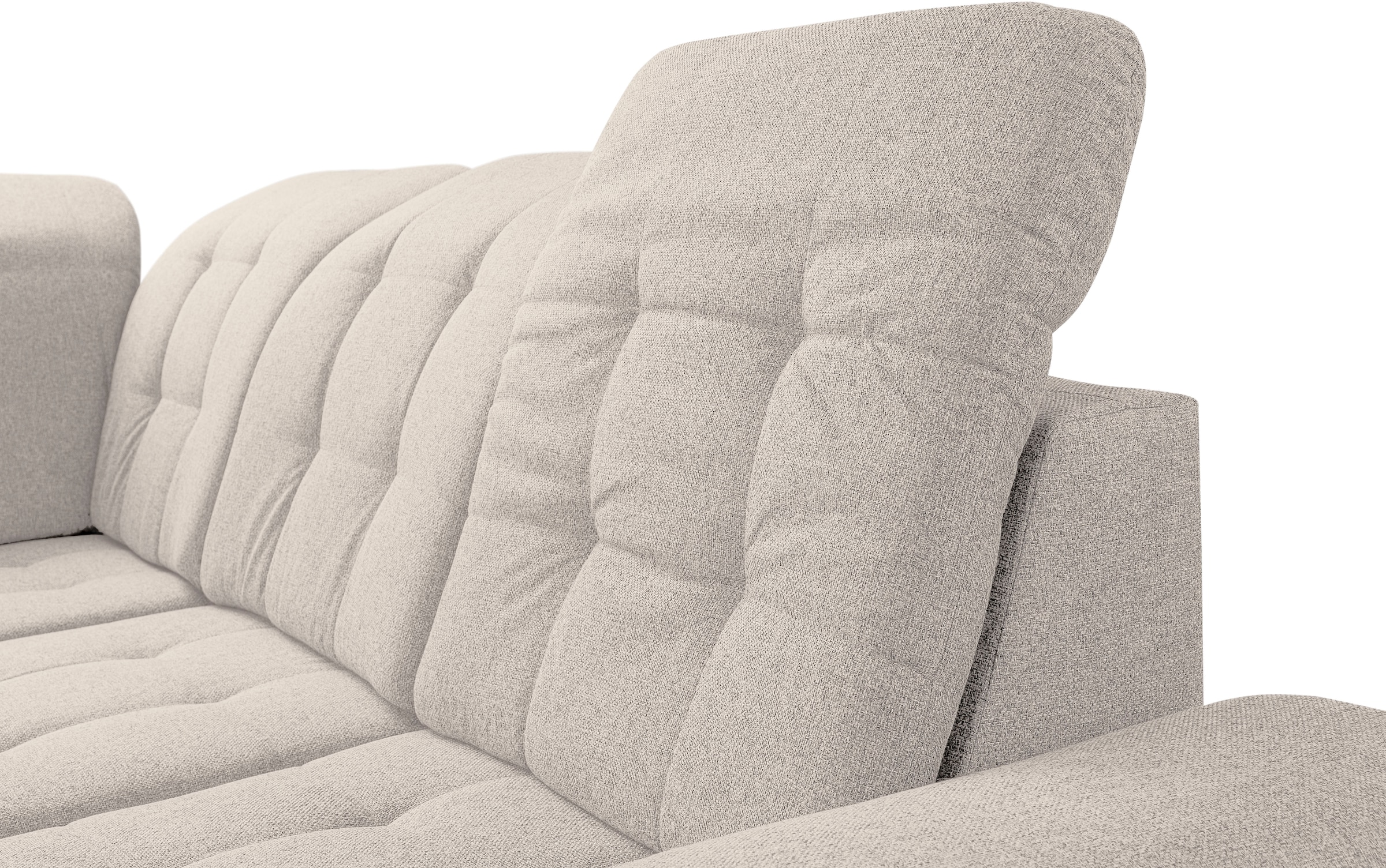 WERK2 Ecksofa »Bonny inkl. Kopfteilverstellung, Bettfunktion, Stauraum, Breite 265cm« Komfortwunder mit Schlaffunktion, verstellbarem Kopfteil & Stauraum.