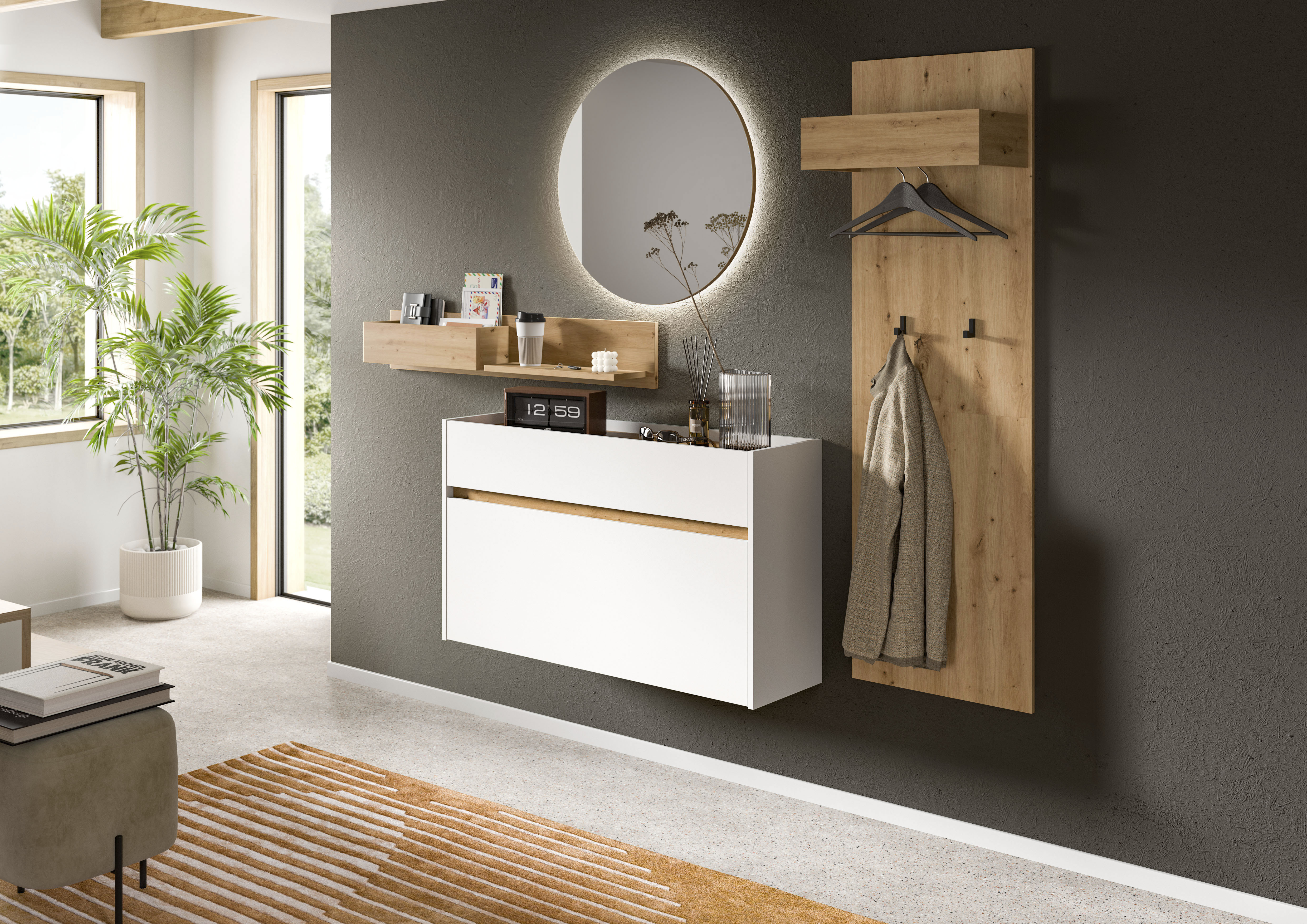 INOSIGN Garderoben-Set »EVRID, 4-teilig, Breite 205 cm, inkl. Beleuchtung« günstig online kaufen