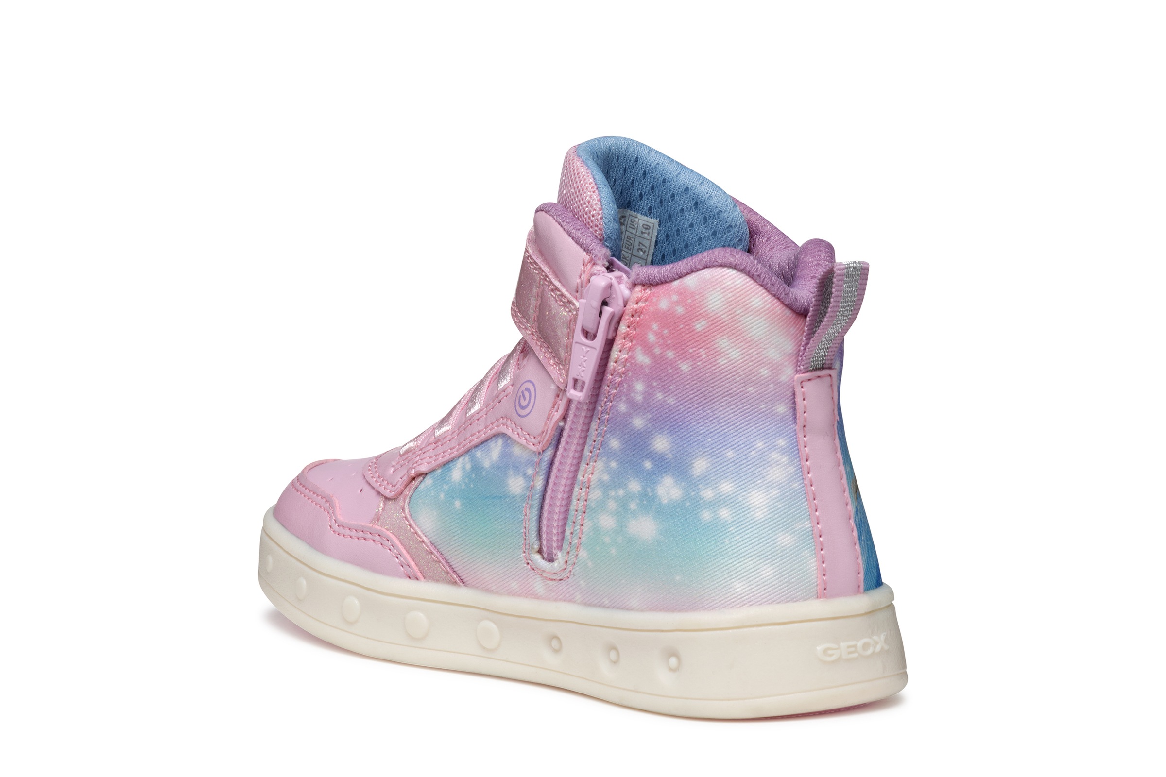 Geox Sneaker »J SKYLIN GIRL Blinkschuh«, Schnürboots, Blinkschuh mit Glitzer und Blinkfunktion