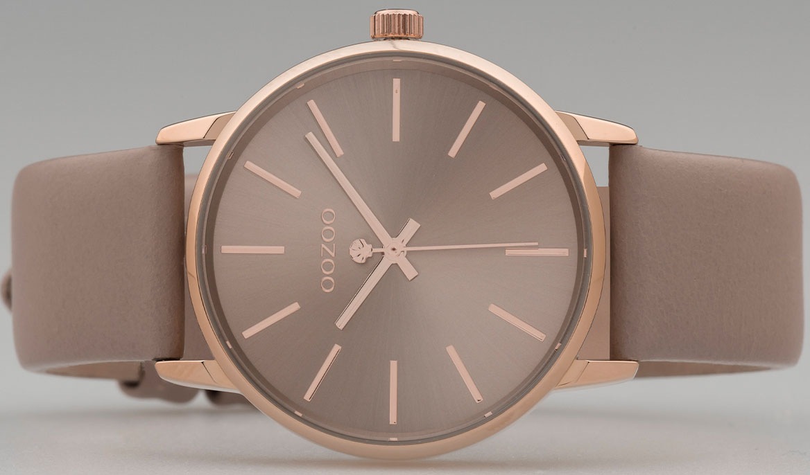 OOZOO Quarzuhr Armbanduhr, Damenuhr, Lederarmband