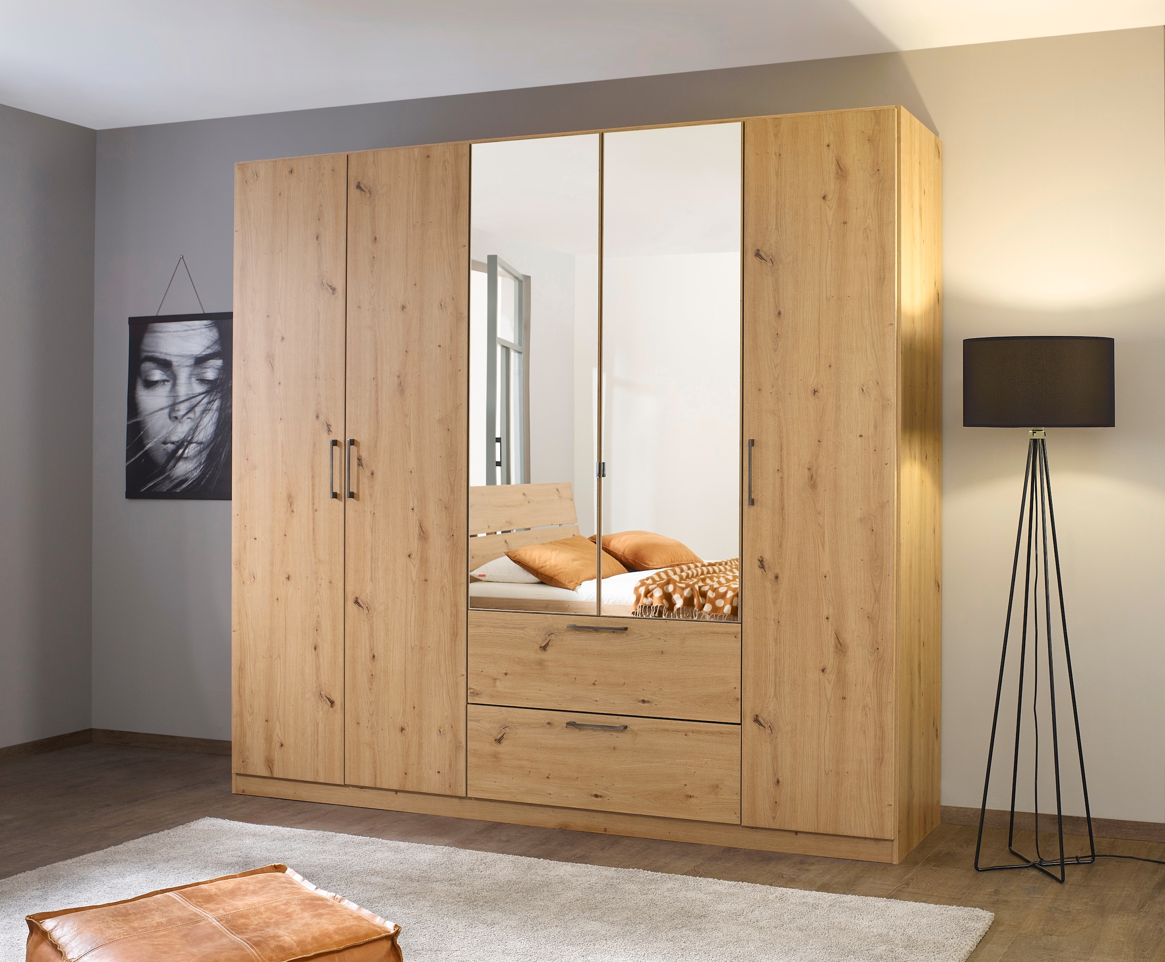 INOSIGN BY RAUCH Drehtürenschrank »Kleiderschrank Schrank Garderobe Wäscheschrank CHALLENGER«, mit Spiegeltüren und geräumigen Schubladen MADE IN GERMANY