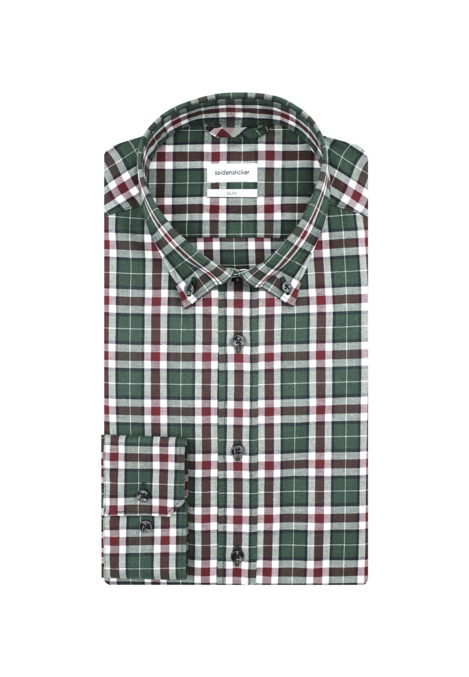 seidensticker Flanellhemd »Slim«, Slim Langarm Button-Down-Kragen Karo