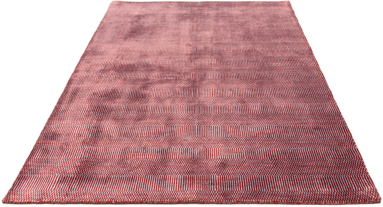 morgenland Designteppich »Designer Streifen Rosso 201 x 142 cm«, rechteckig, Sehr weicher Flor