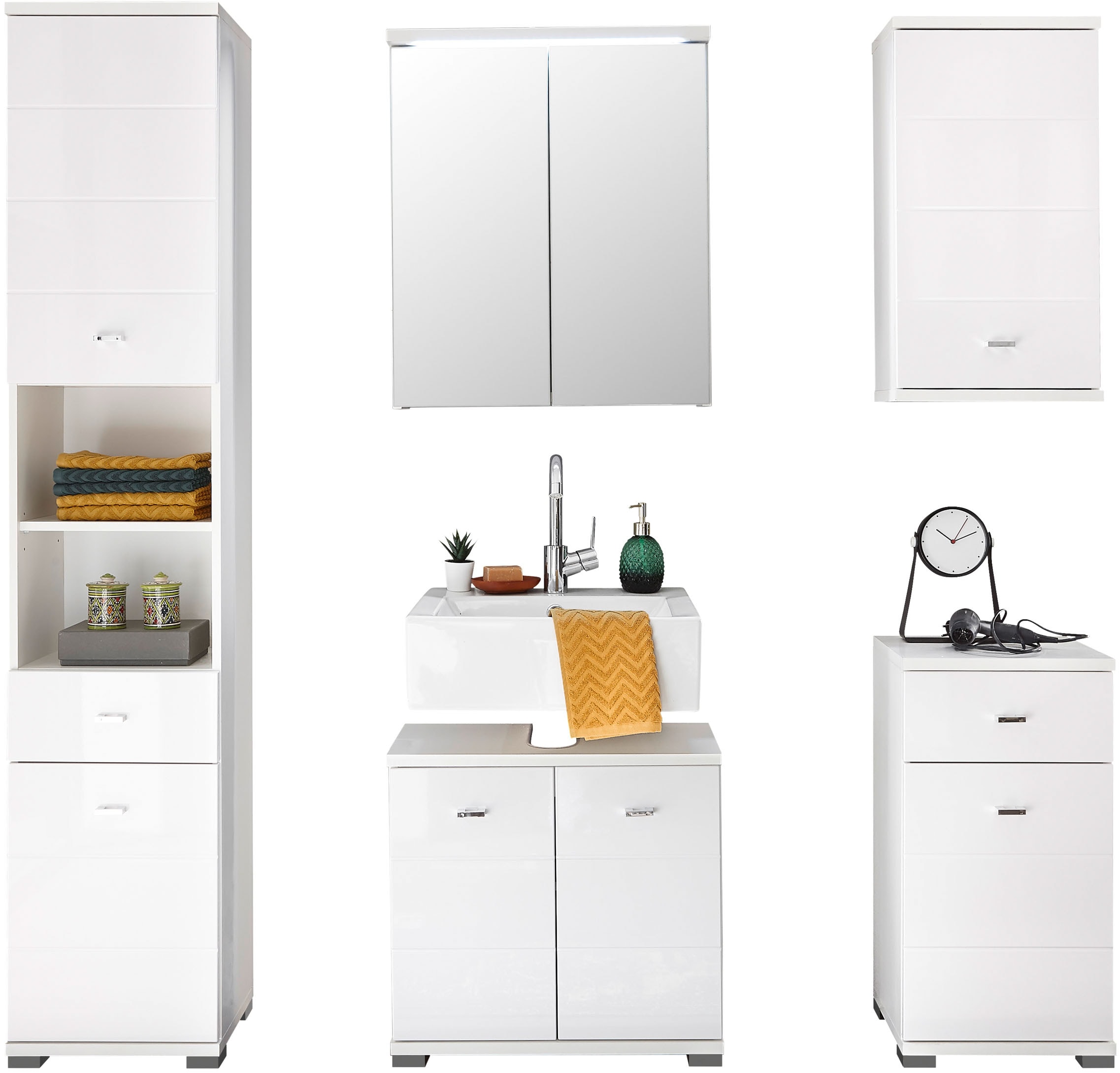 BASIC by Balculina Spiegelschrank »Pool, Badezimmerschrank BxHxT 60x68x20« 1 Stk. tlg. Breite 60cm, Tür L/R montierbar