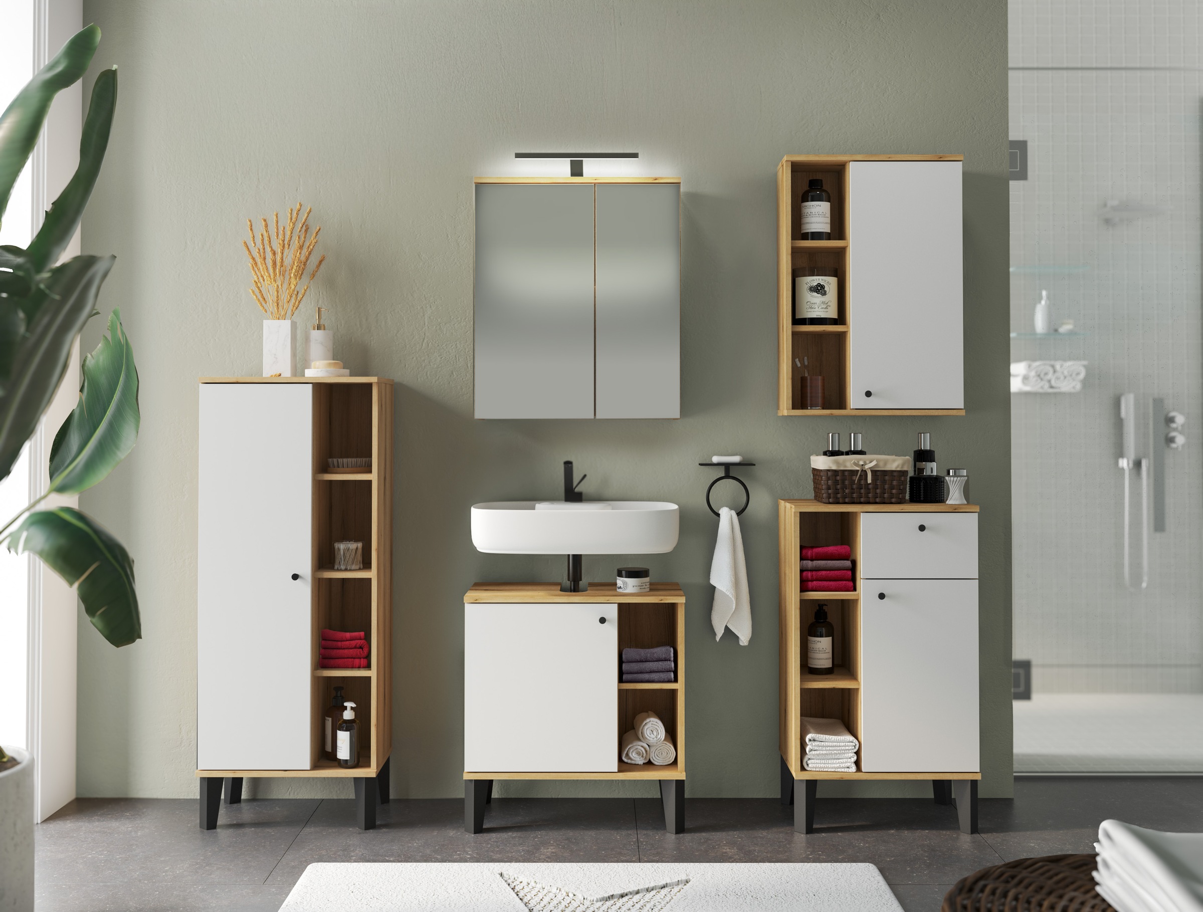 INOSIGN Badmöbel-Set »OSLO, Bad im skandinavischen Design, 5-teiliges Badez günstig online kaufen