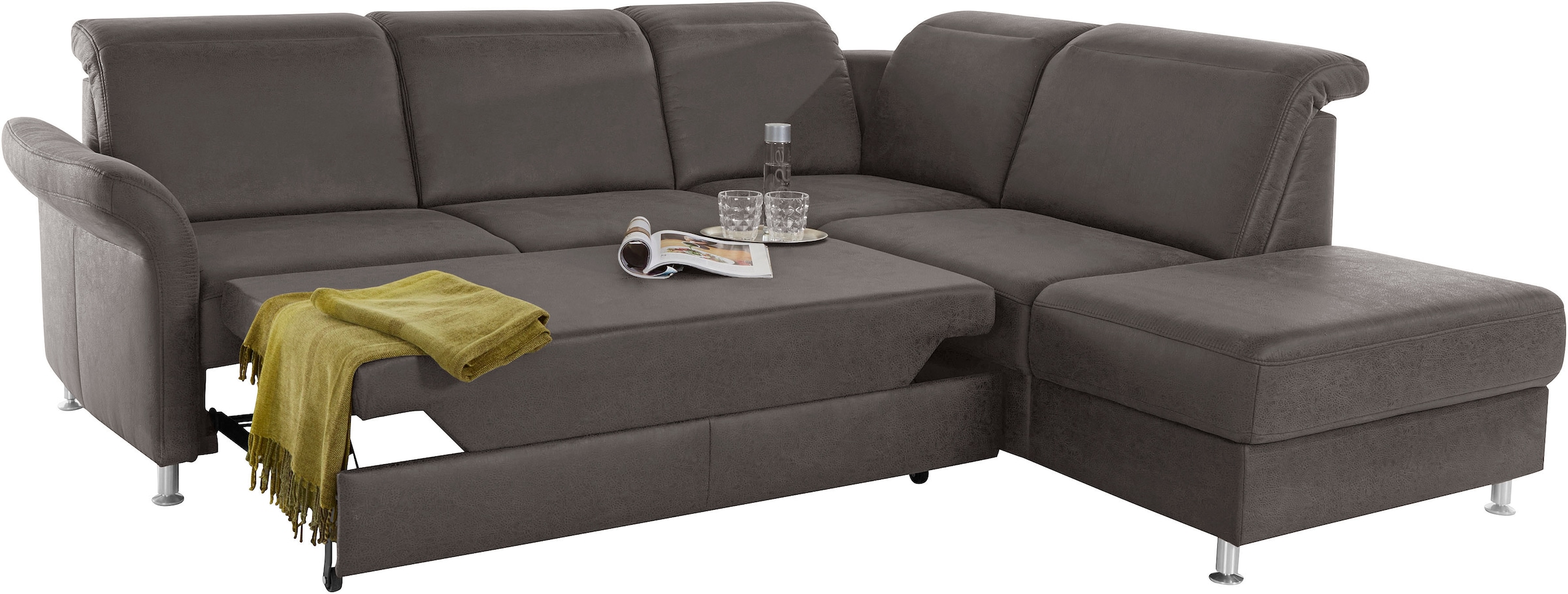 sit&more Ecksofa »Darwin L-Form«, inklusive Federkern, wahlweise mit Kopfteilverstellung, Bettfunktion